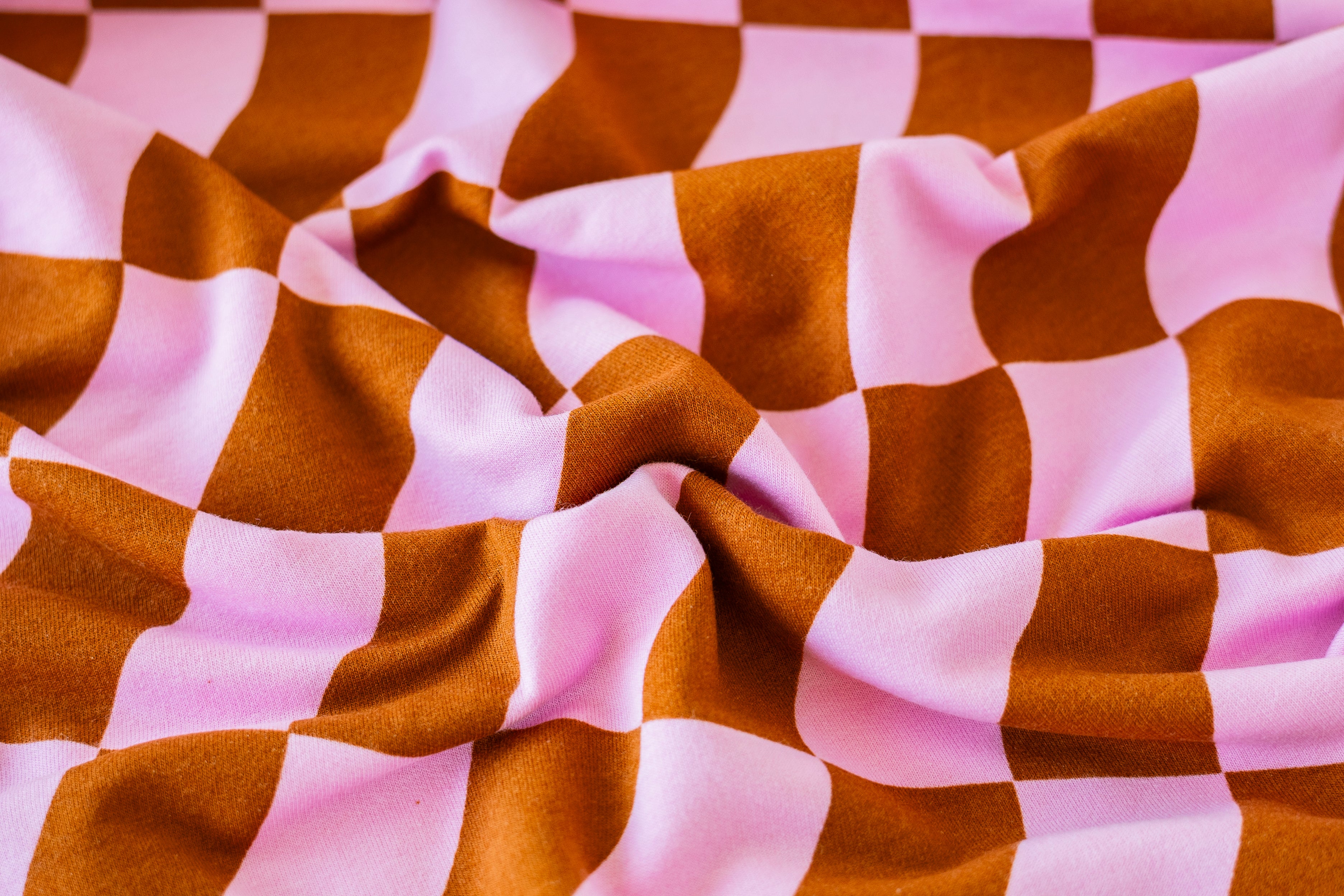Sweatshirt Fleece - Pink Check (OEKO-TEX Standard 100)
