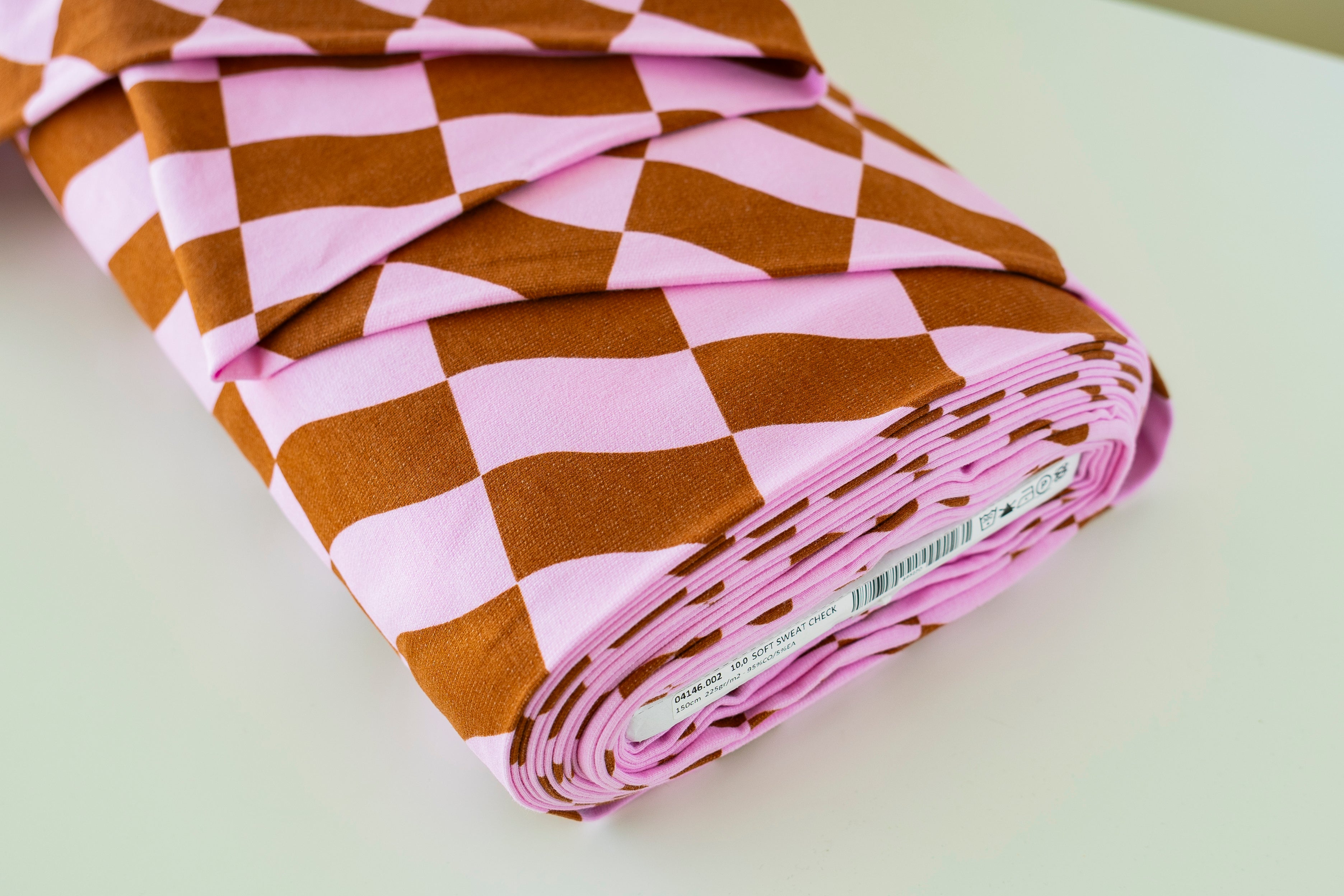 Sweatshirt Fleece - Pink Check (OEKO-TEX Standard 100)