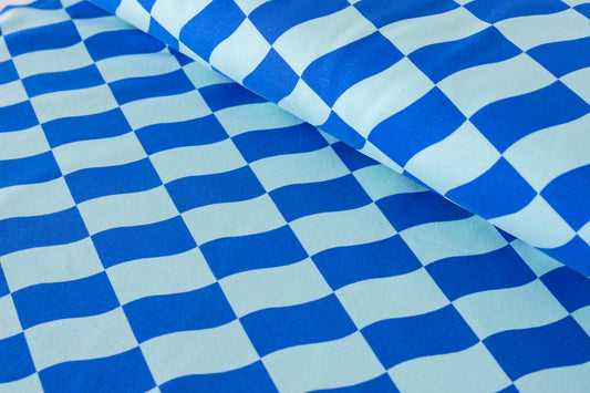 Sweatshirt Fleece - Blue Check (OEKO-TEX Standard 100)