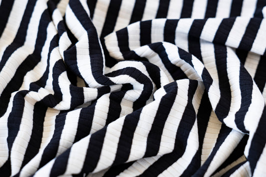 Yarn Dyed Stripe Rib - Black