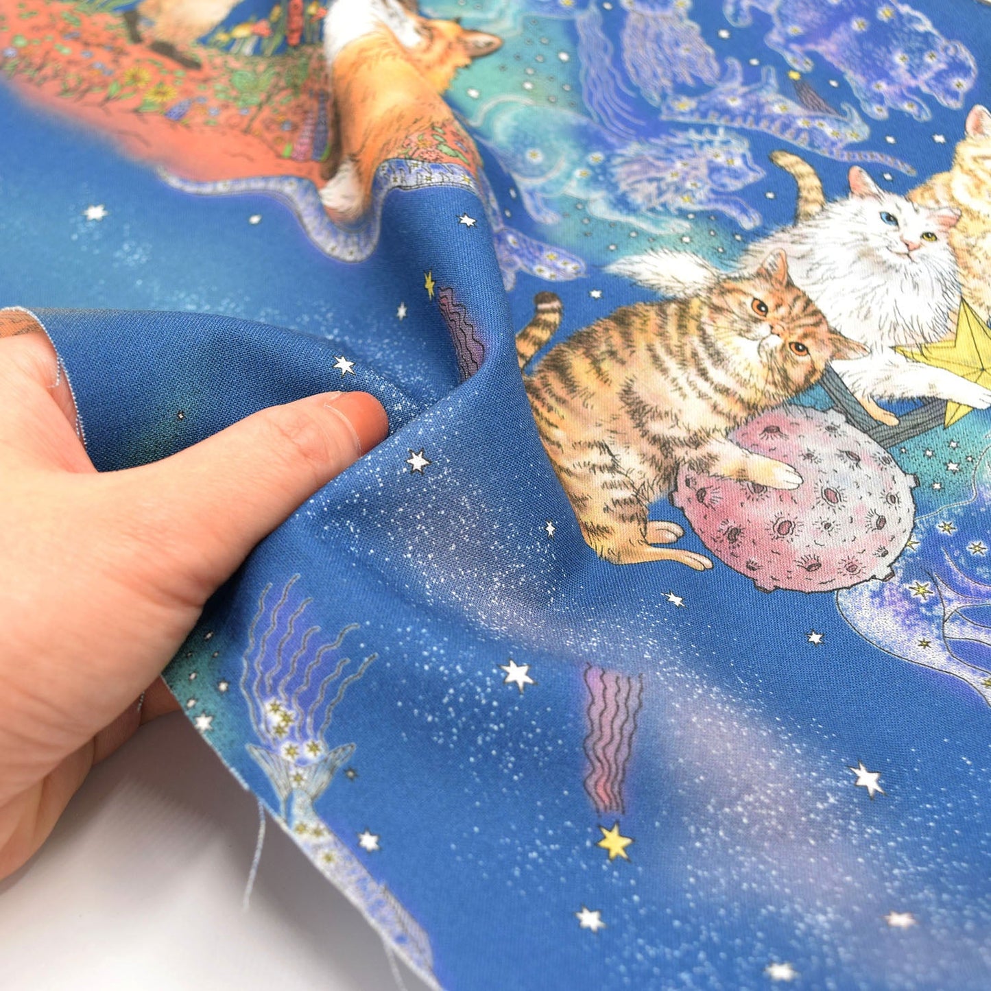 Kokka - 365 Cat Art Moonlight Cat Cotton Sheeting