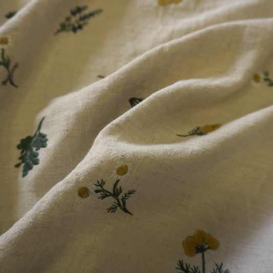 Embroidered Drapey Linen Viscose - Botanical