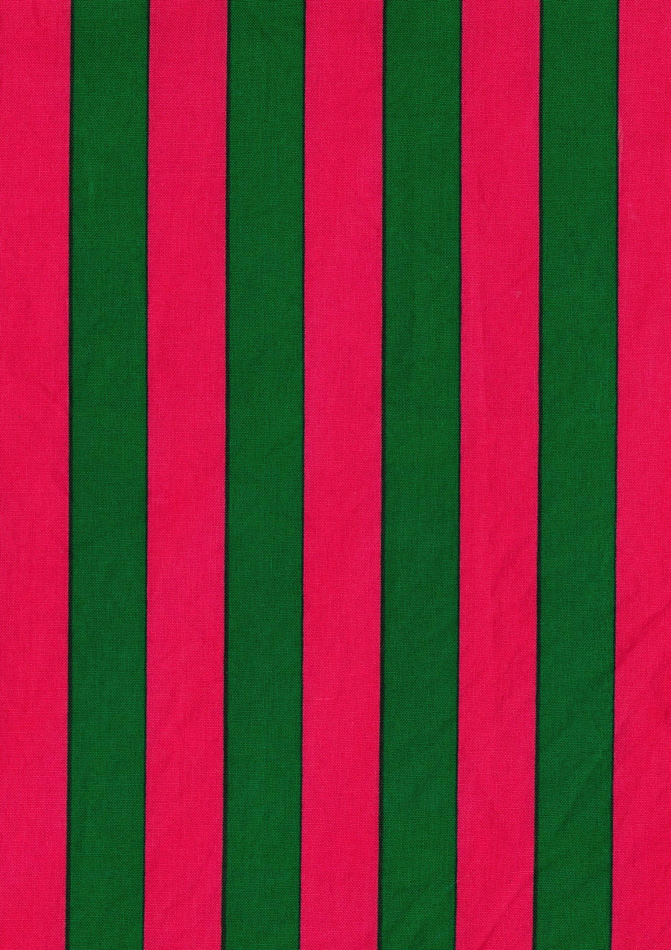 Kokka - Candy Stripes Cotton Sheeting (Pink & Green)