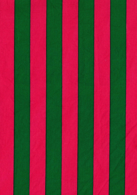 Kokka - Candy Stripes Cotton Sheeting (Pink & Green)