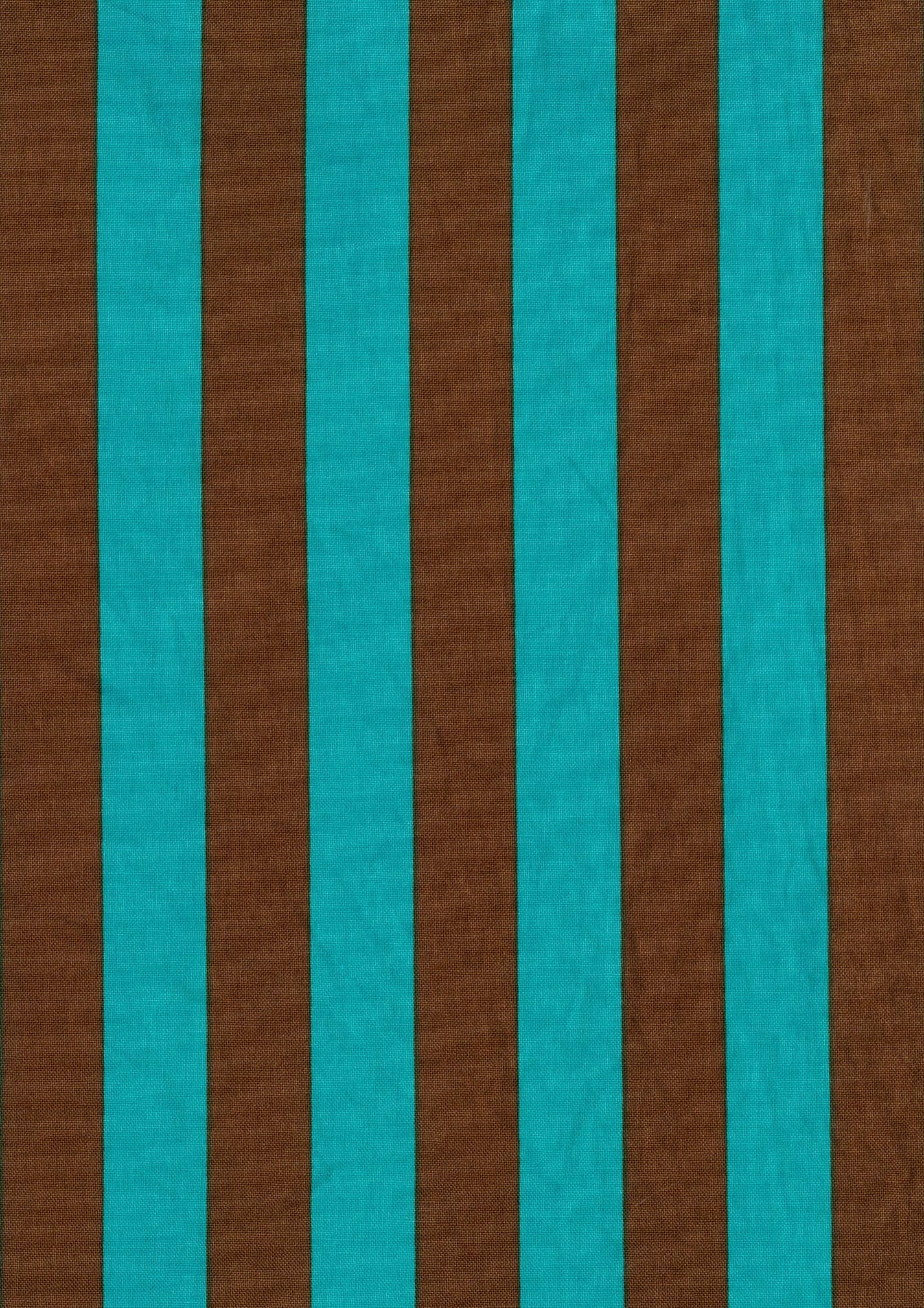 Kokka - Candy Stripes Cotton Sheeting (Brown & Blue)
