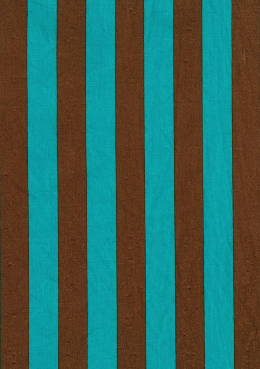 Kokka - Candy Stripes Cotton Sheeting (Brown & Blue)