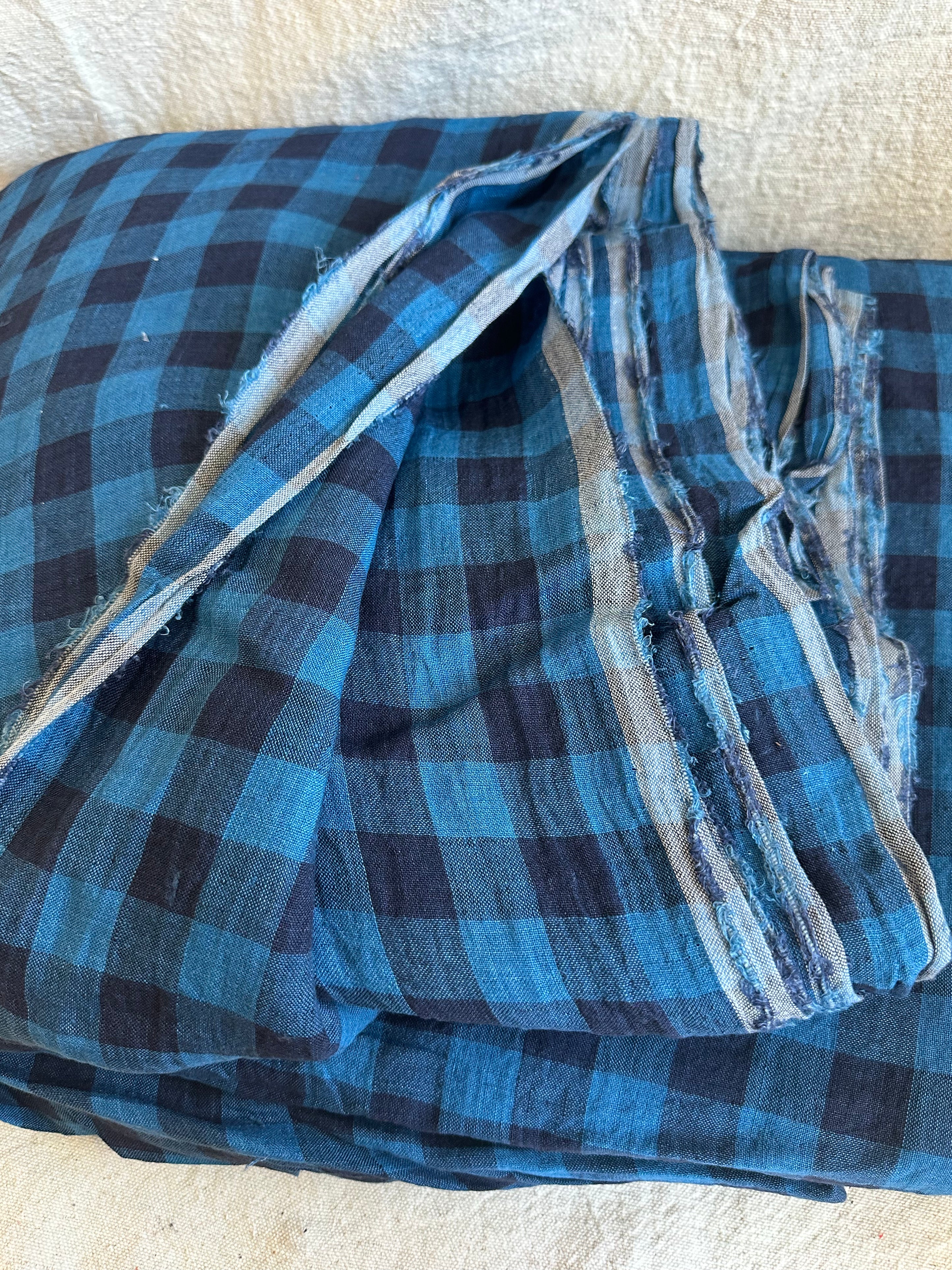 Mill House Check Linen - Indigo