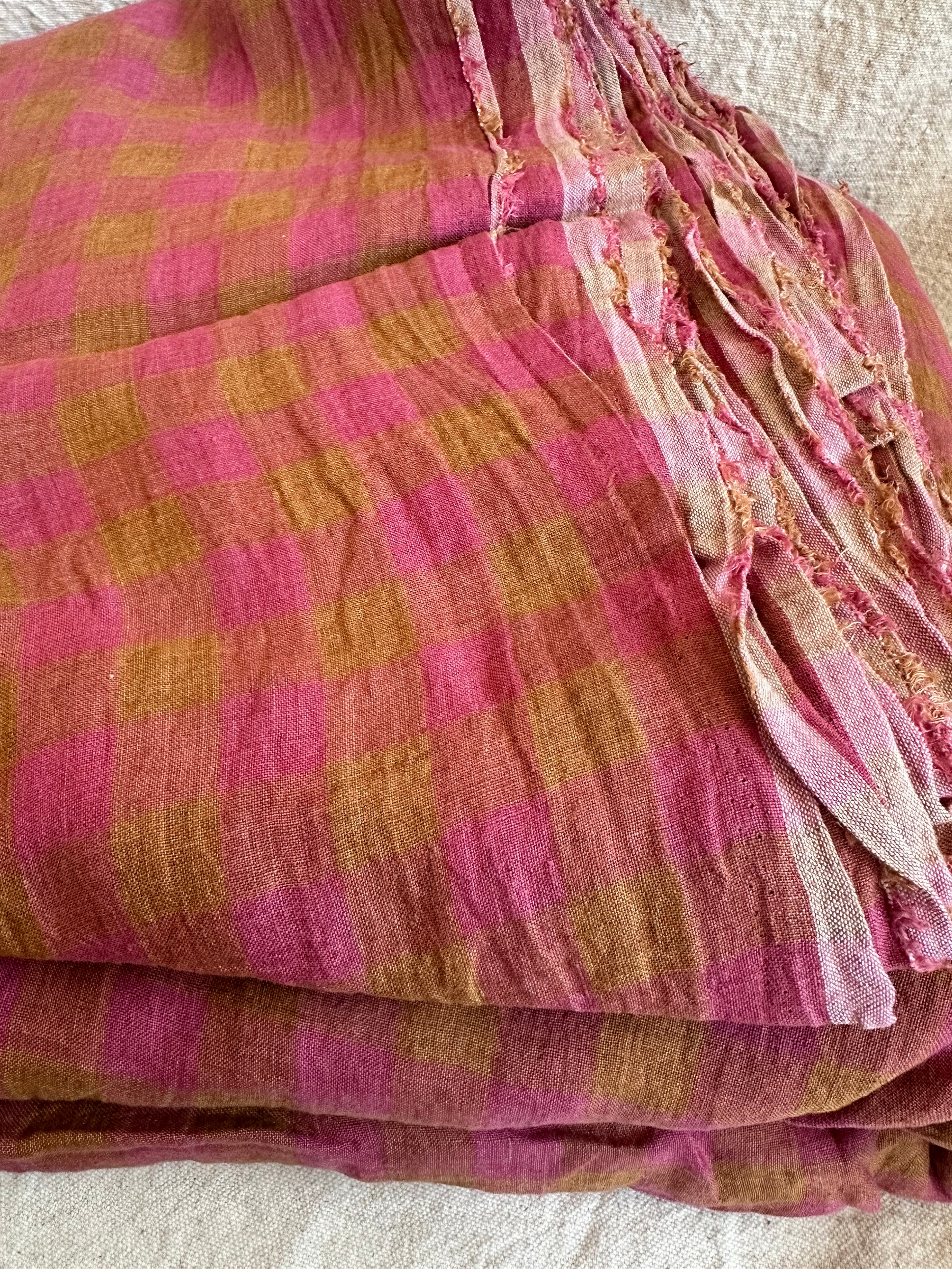 Mill House Check Linen - Wildrose