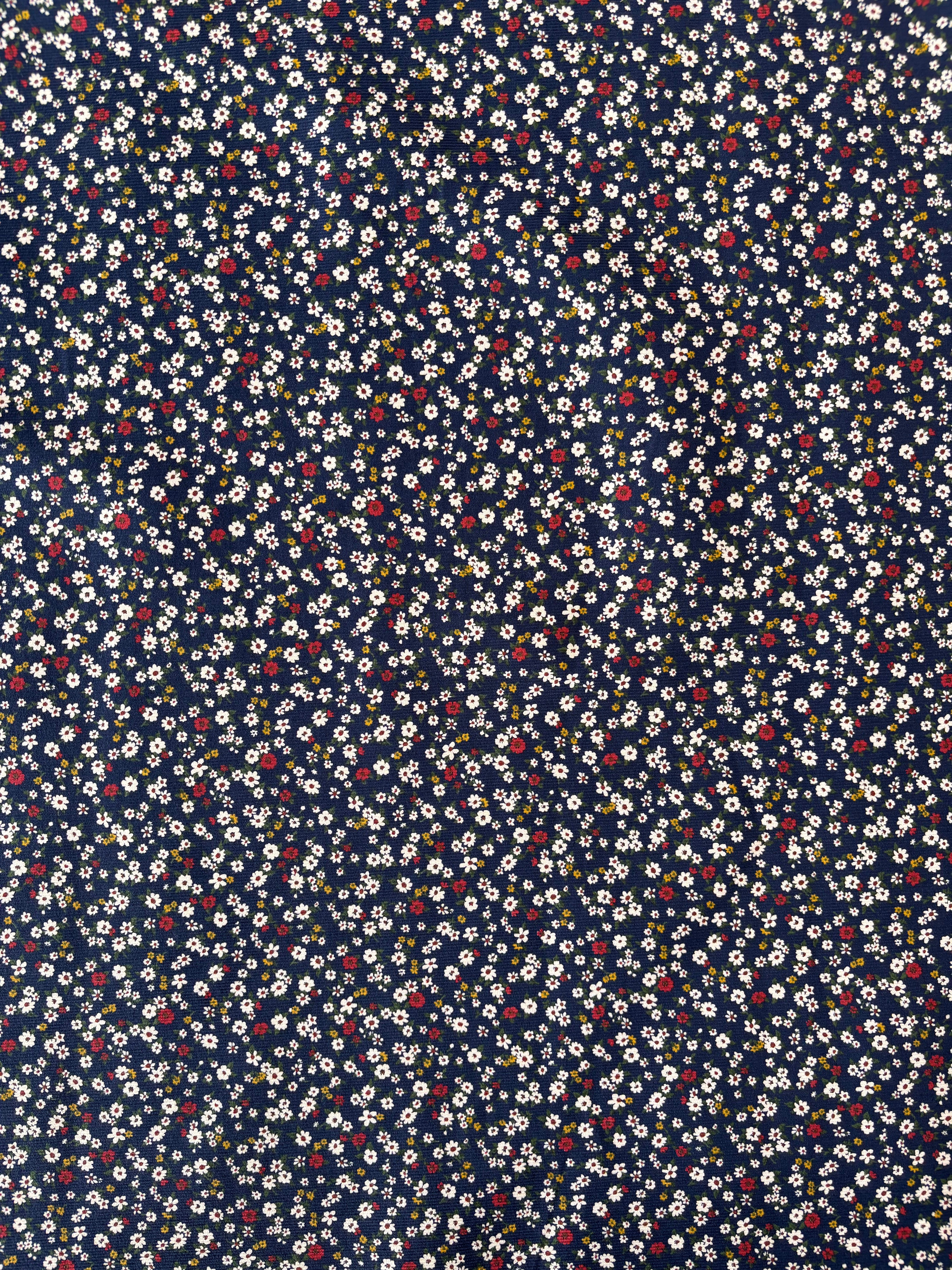 Kokka - Ditsy Floral Corduroy (Navy)
