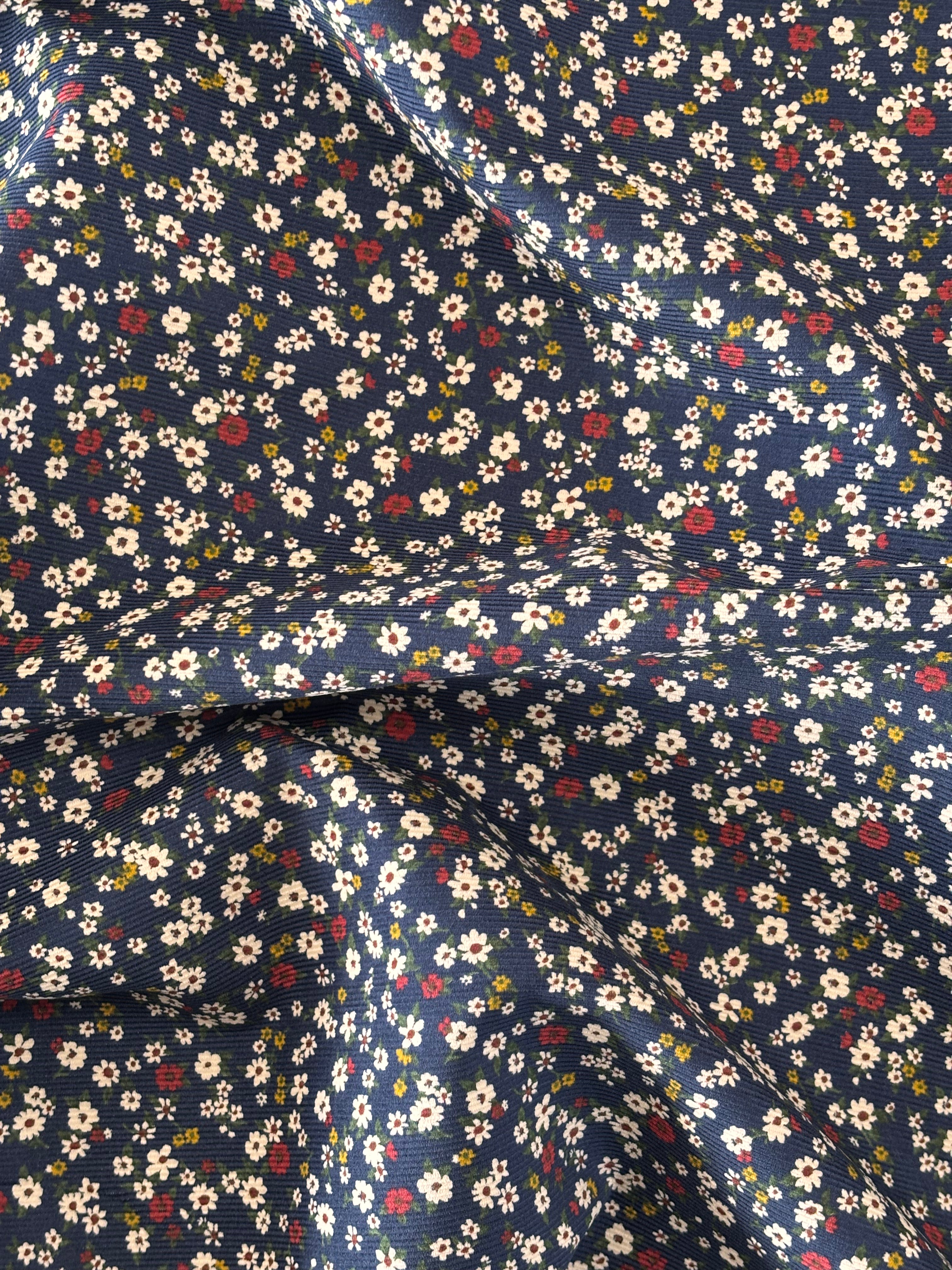 Kokka - Ditsy Floral Corduroy (Navy)