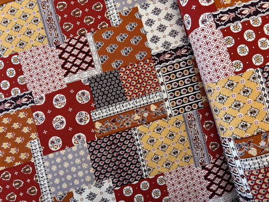 Japanese Cotton Shirting- Umber Patchwork