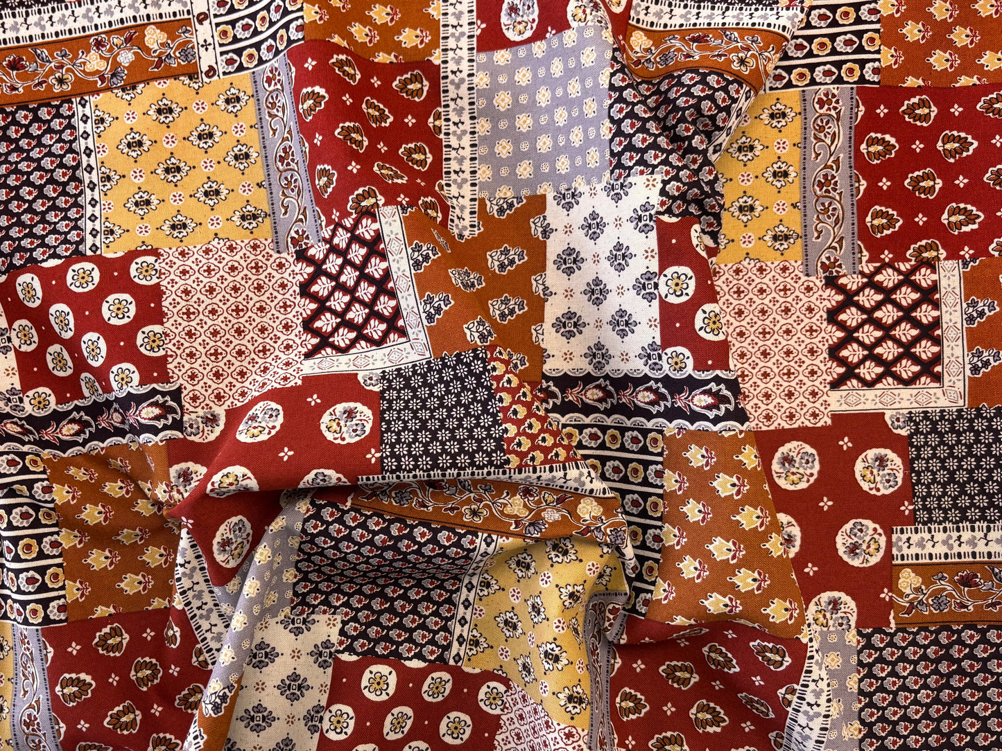 Japanese Cotton Shirting- Umber Patchwork