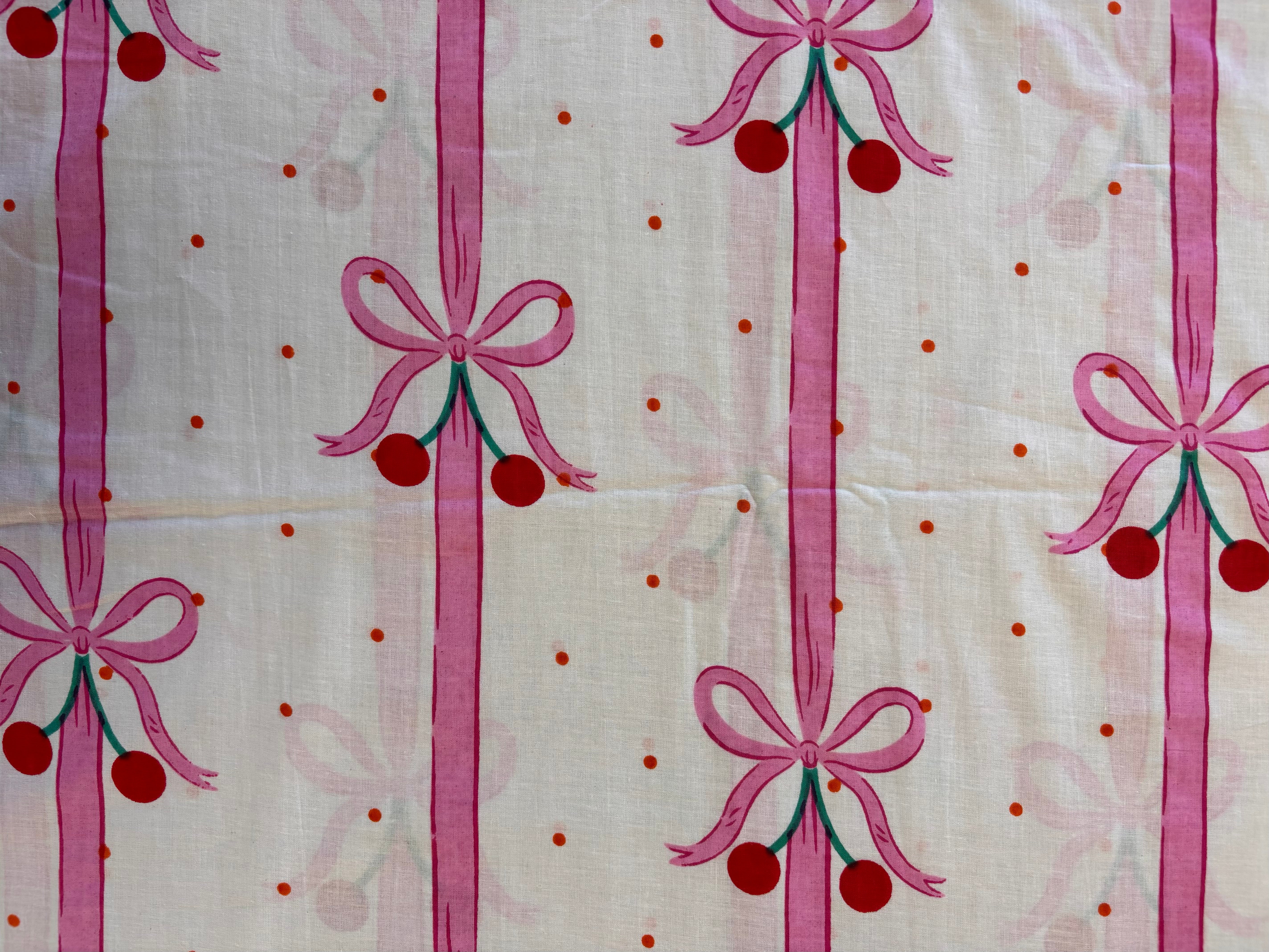 Indian Cotton Print - Cherry Bows