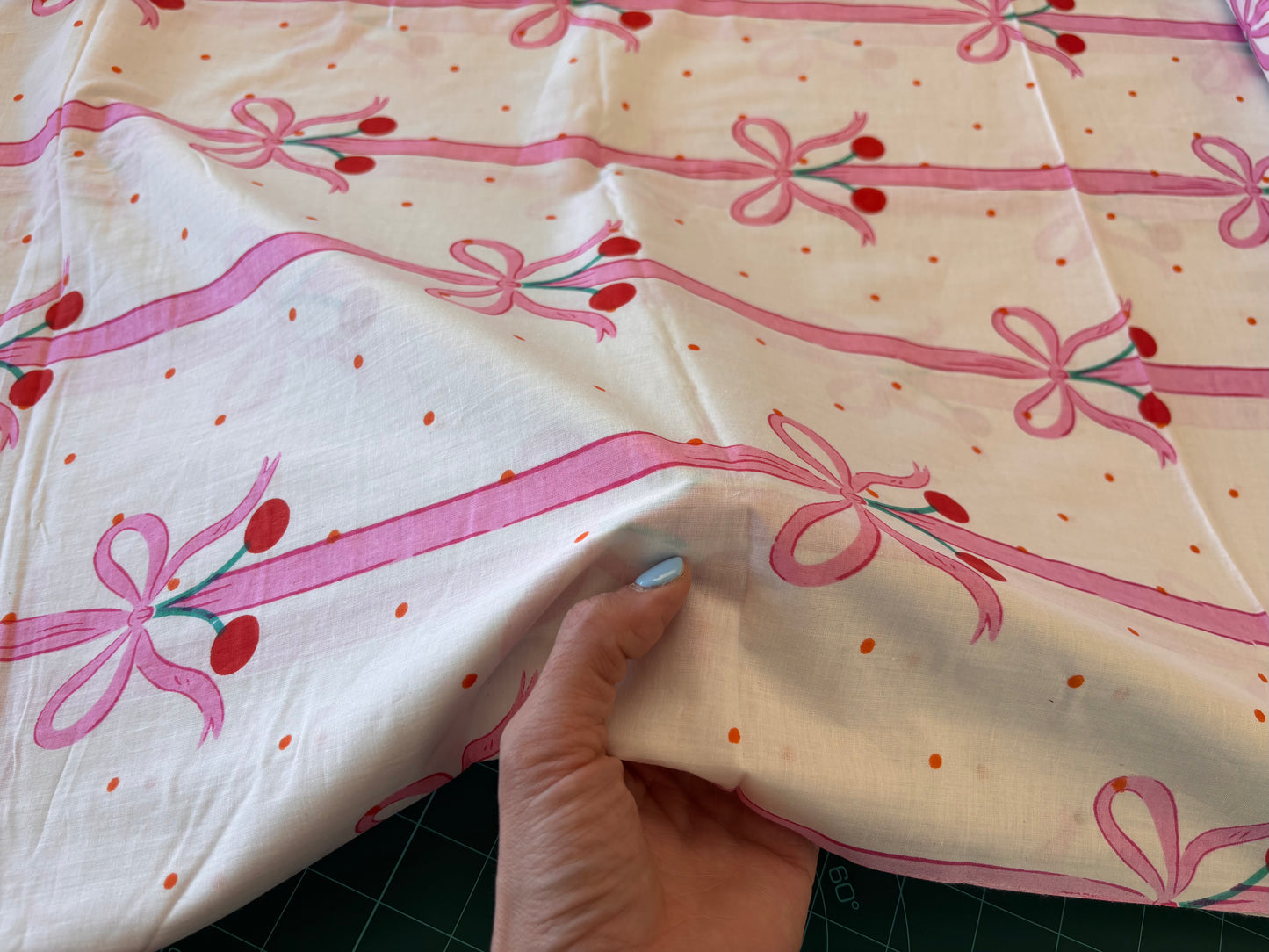 Indian Cotton Print - Cherry Bows