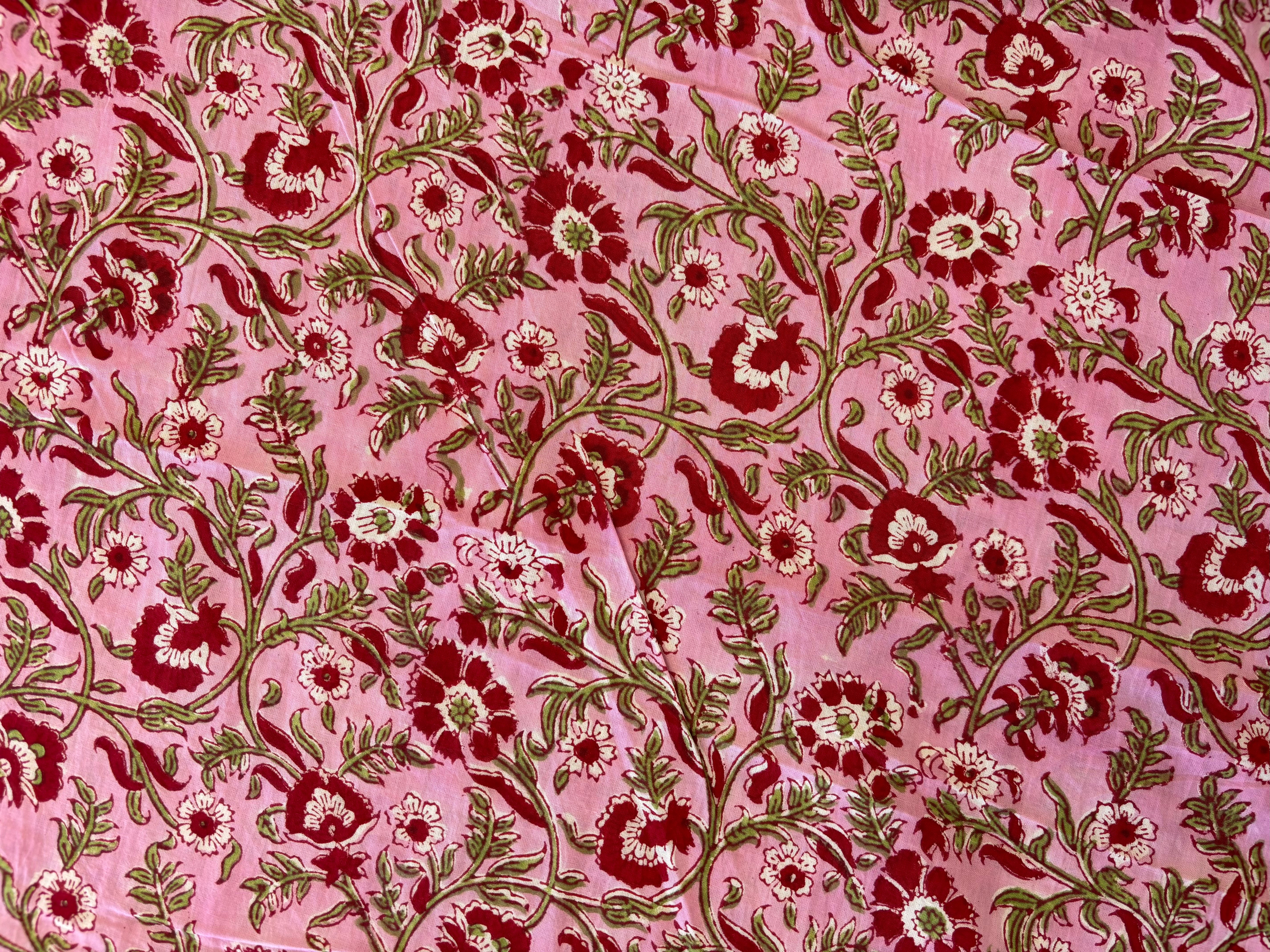 Indian Block Print - Pink & Red Garden