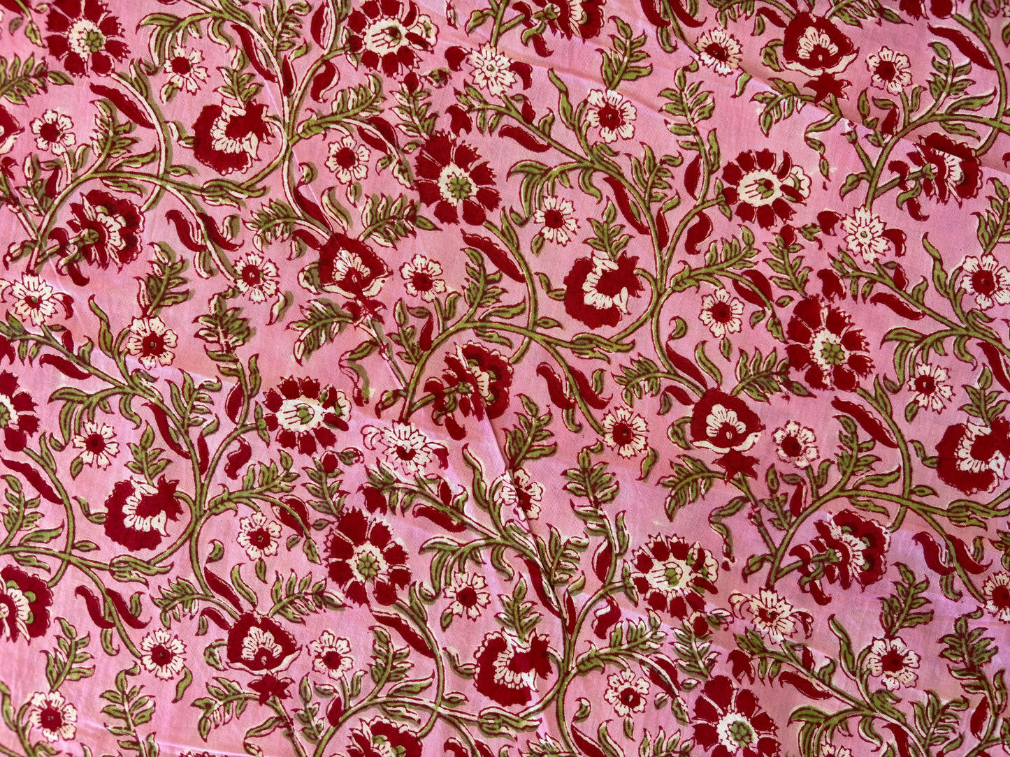 Indian Block Print - Pink & Red Garden