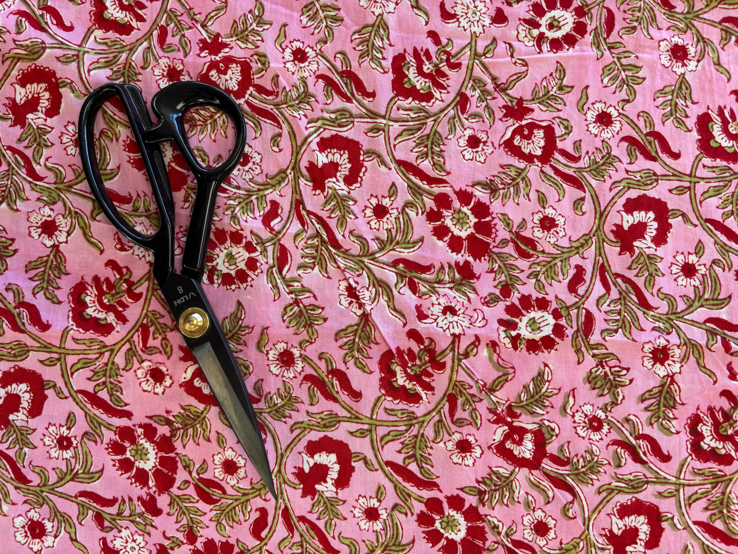 Indian Block Print - Pink & Red Garden