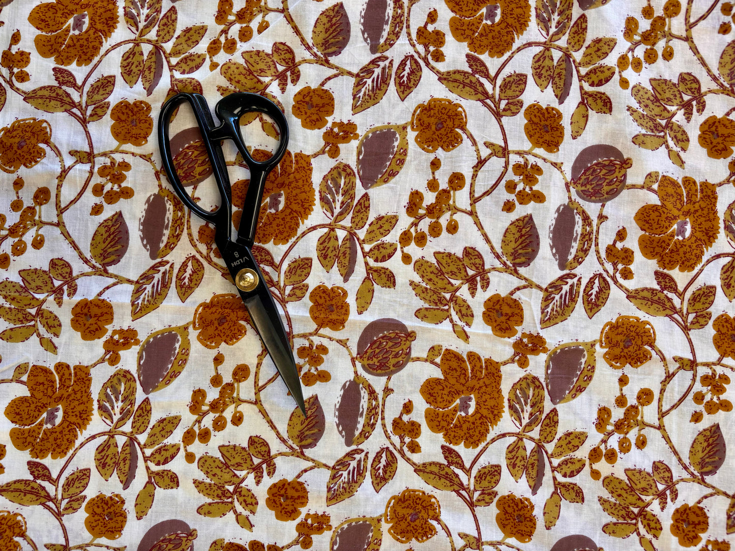 Indian Cotton Print - Sepia Floral