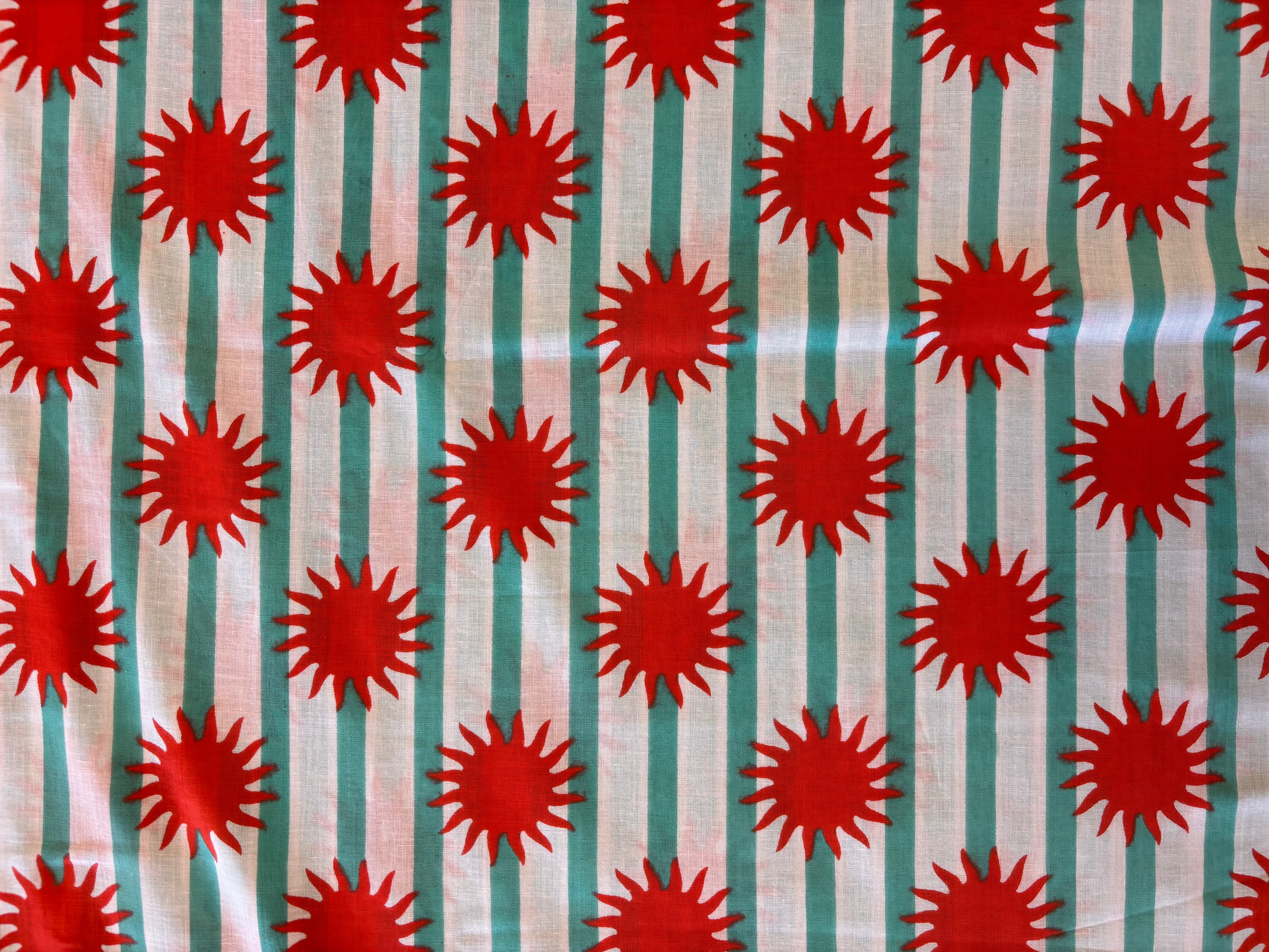 Indian Cotton Print - Solar Power (Red)