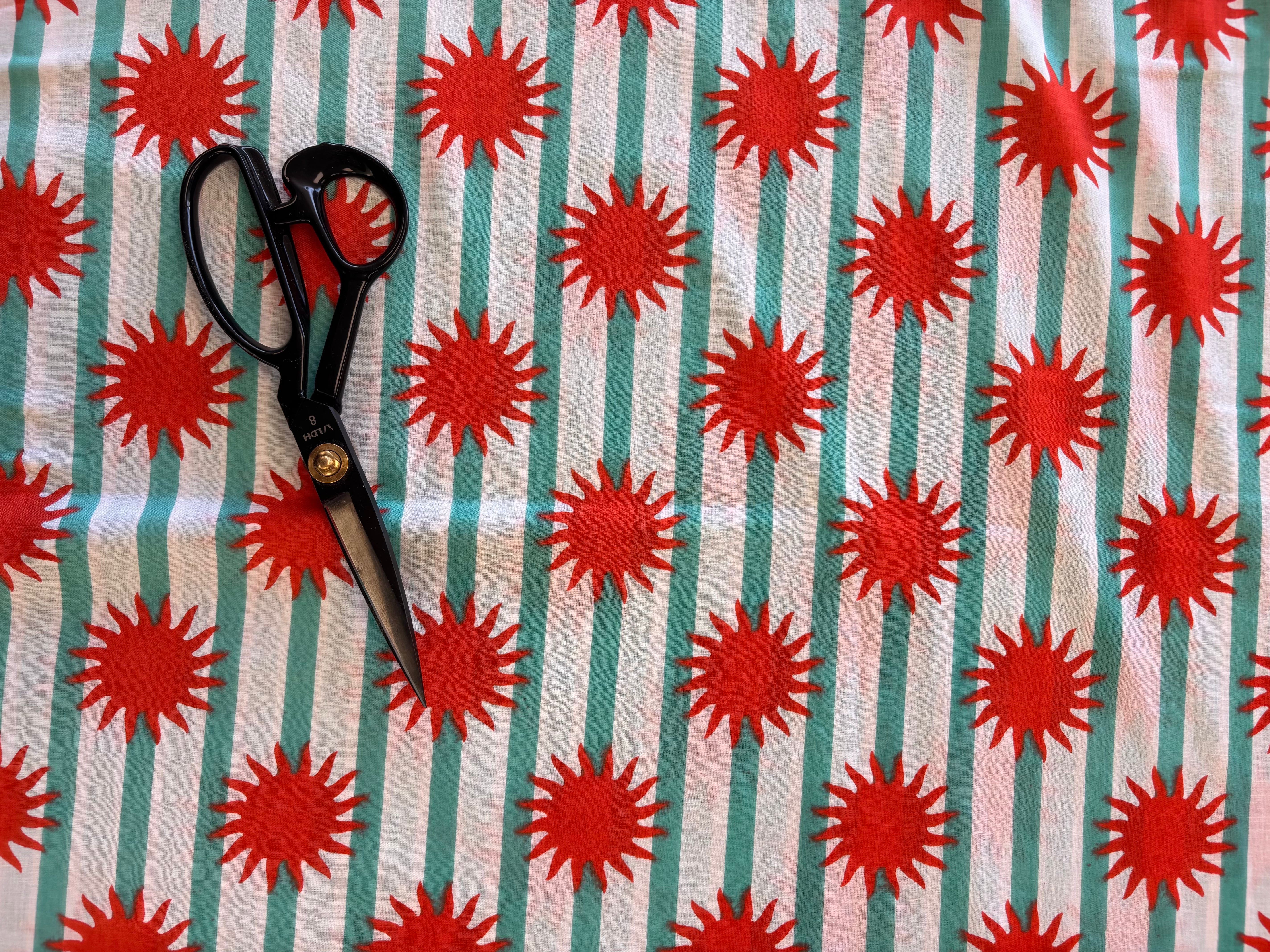Indian Cotton Print - Solar Power (Red)