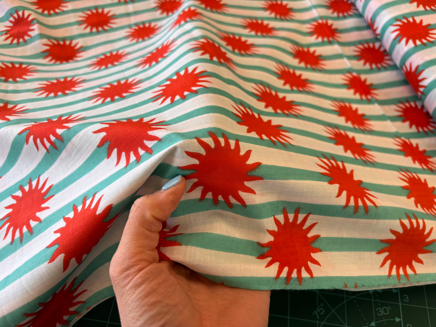 Indian Cotton Print - Solar Power (Red)