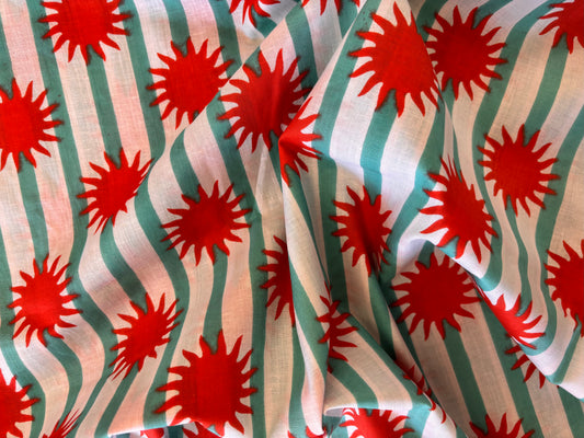 Indian Cotton Print - Solar Power (Red)