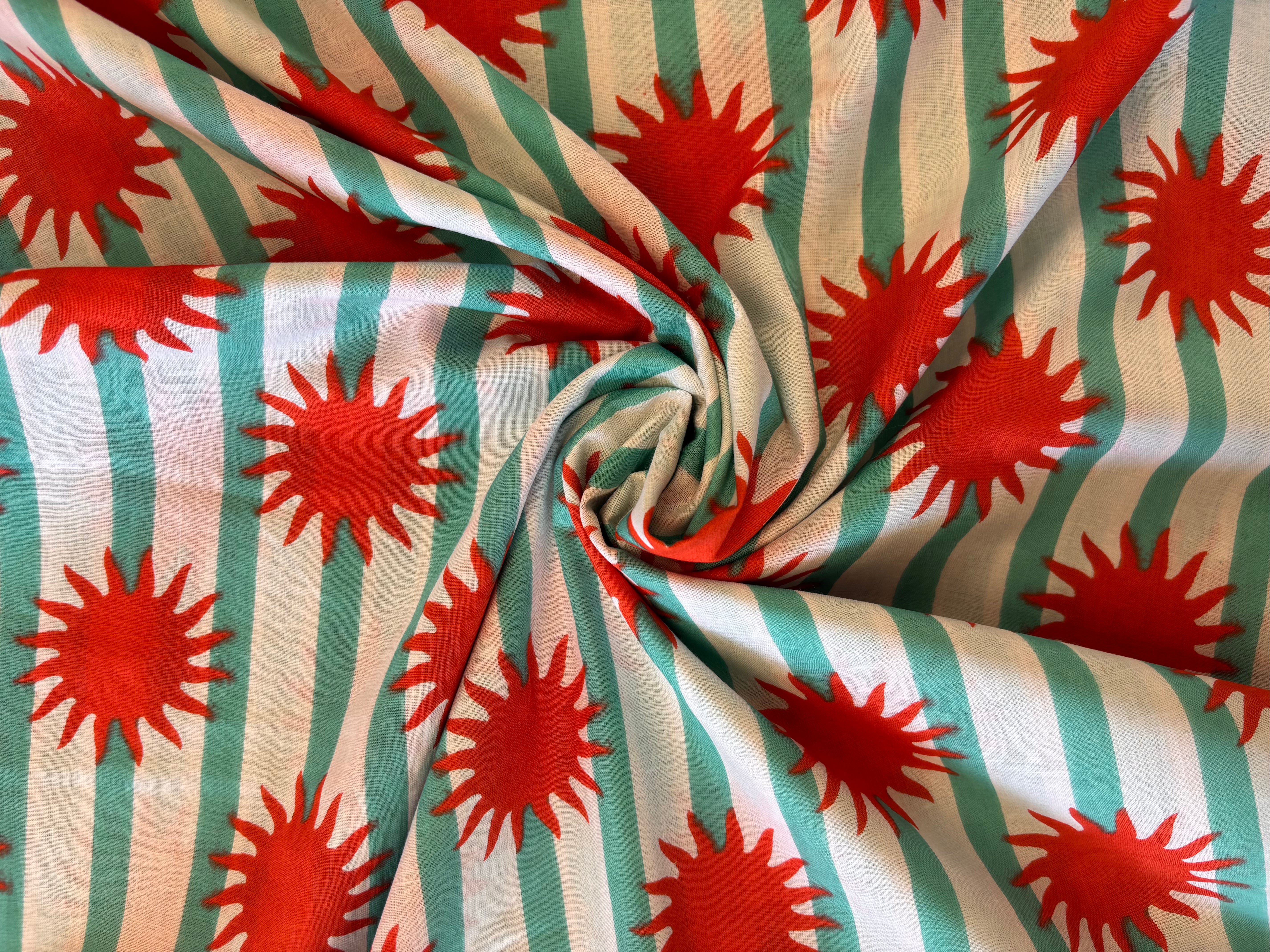 Indian Cotton Print - Solar Power (Red)