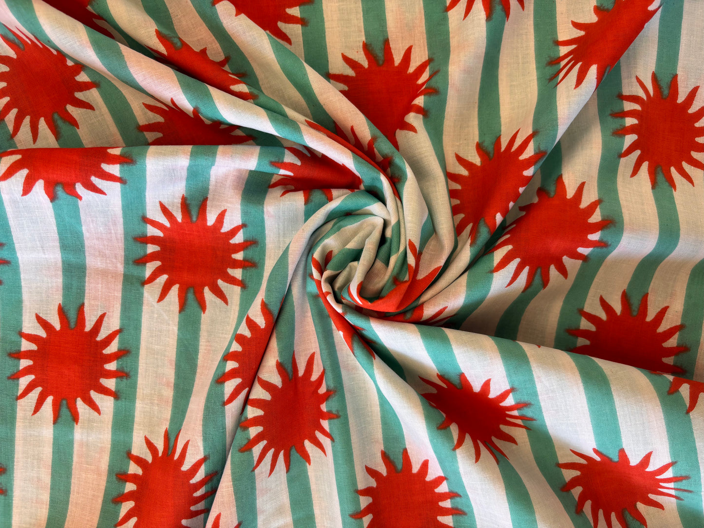 Indian Cotton Print - Solar Power (Red)