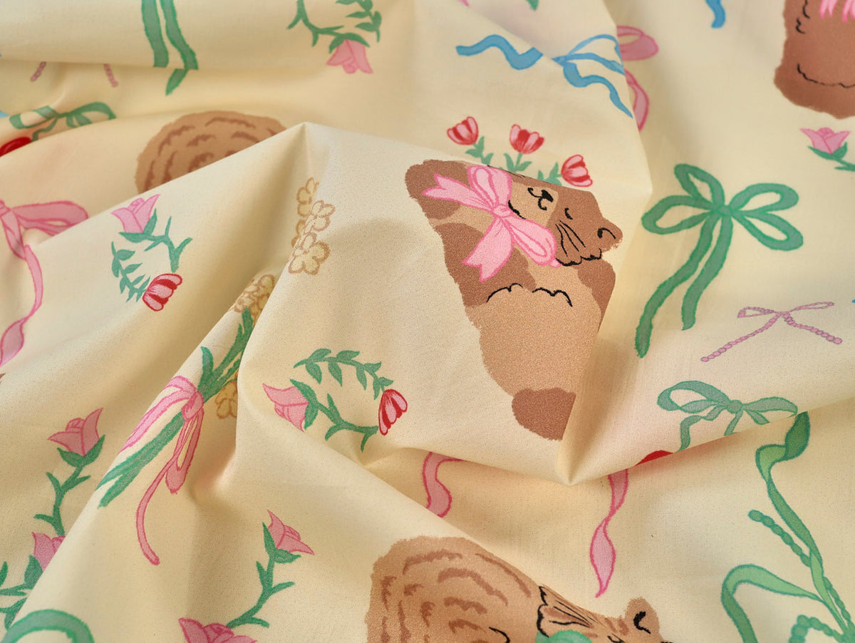 Martha Bow Cotton Lawn - Butter Yellow