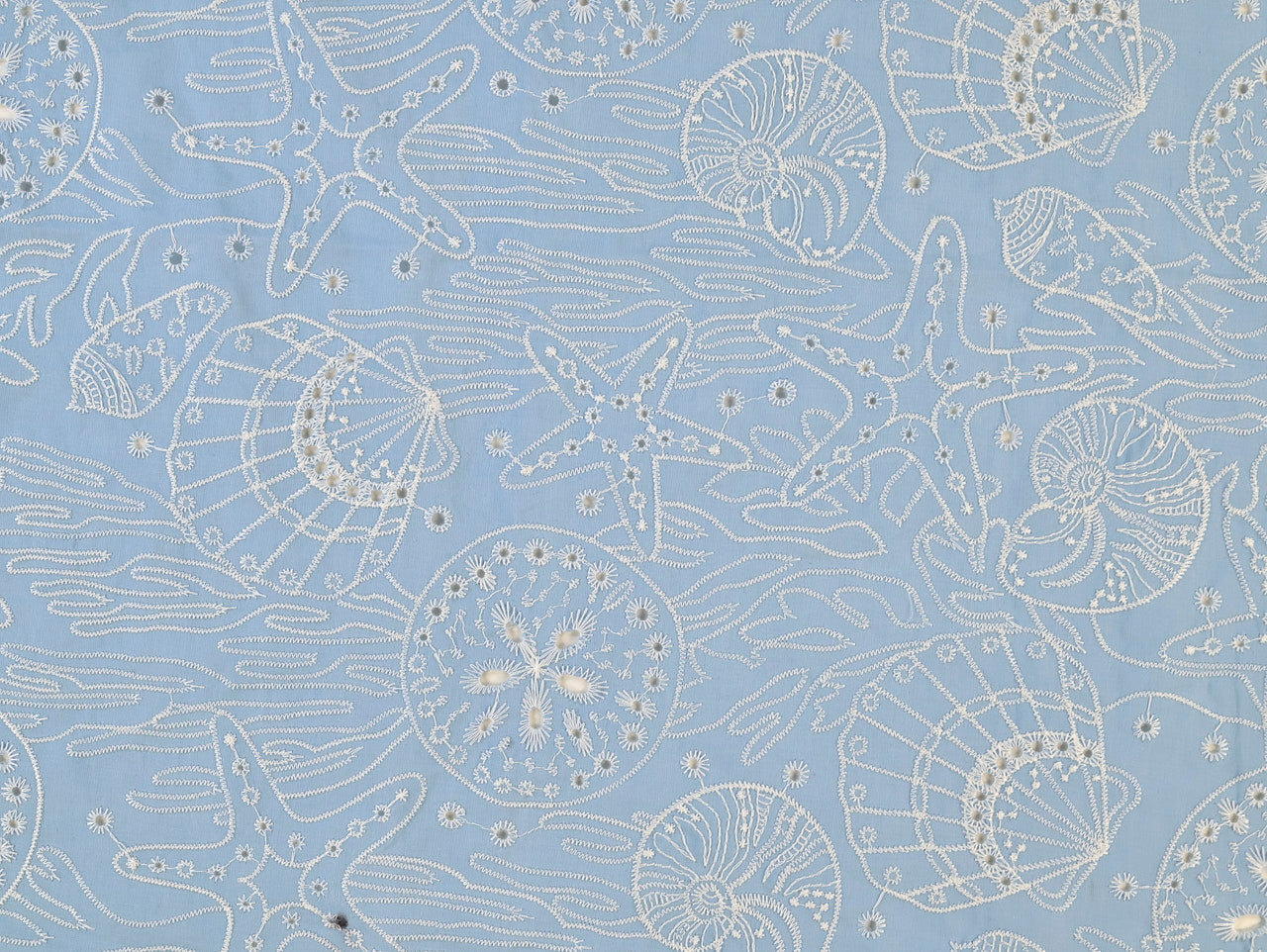 Marina Cotton Broderie Anglaise - Sky Blue
