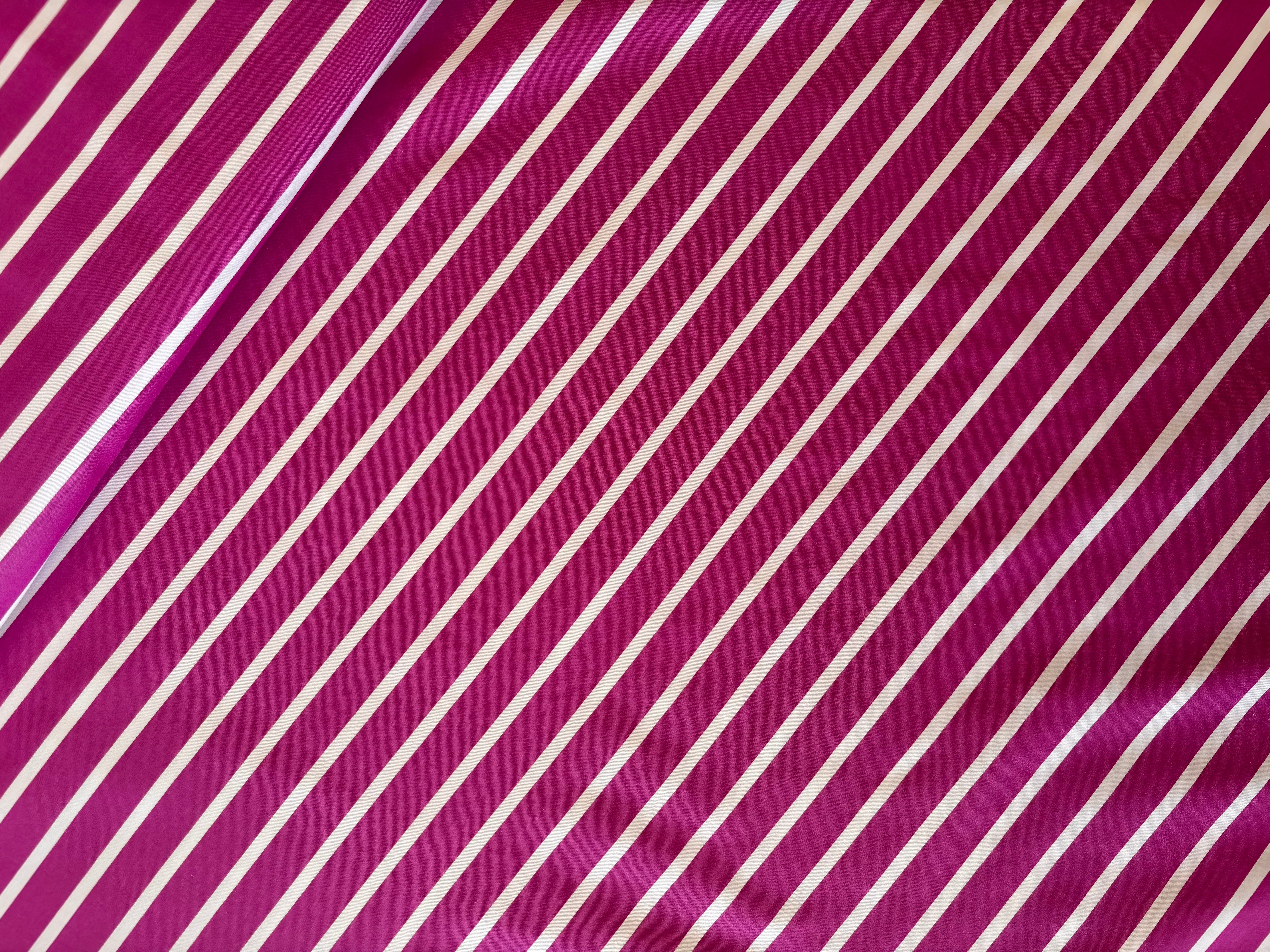 Deadstock Paul Smith 100% Cotton Shirting - Magenta with White Stripe