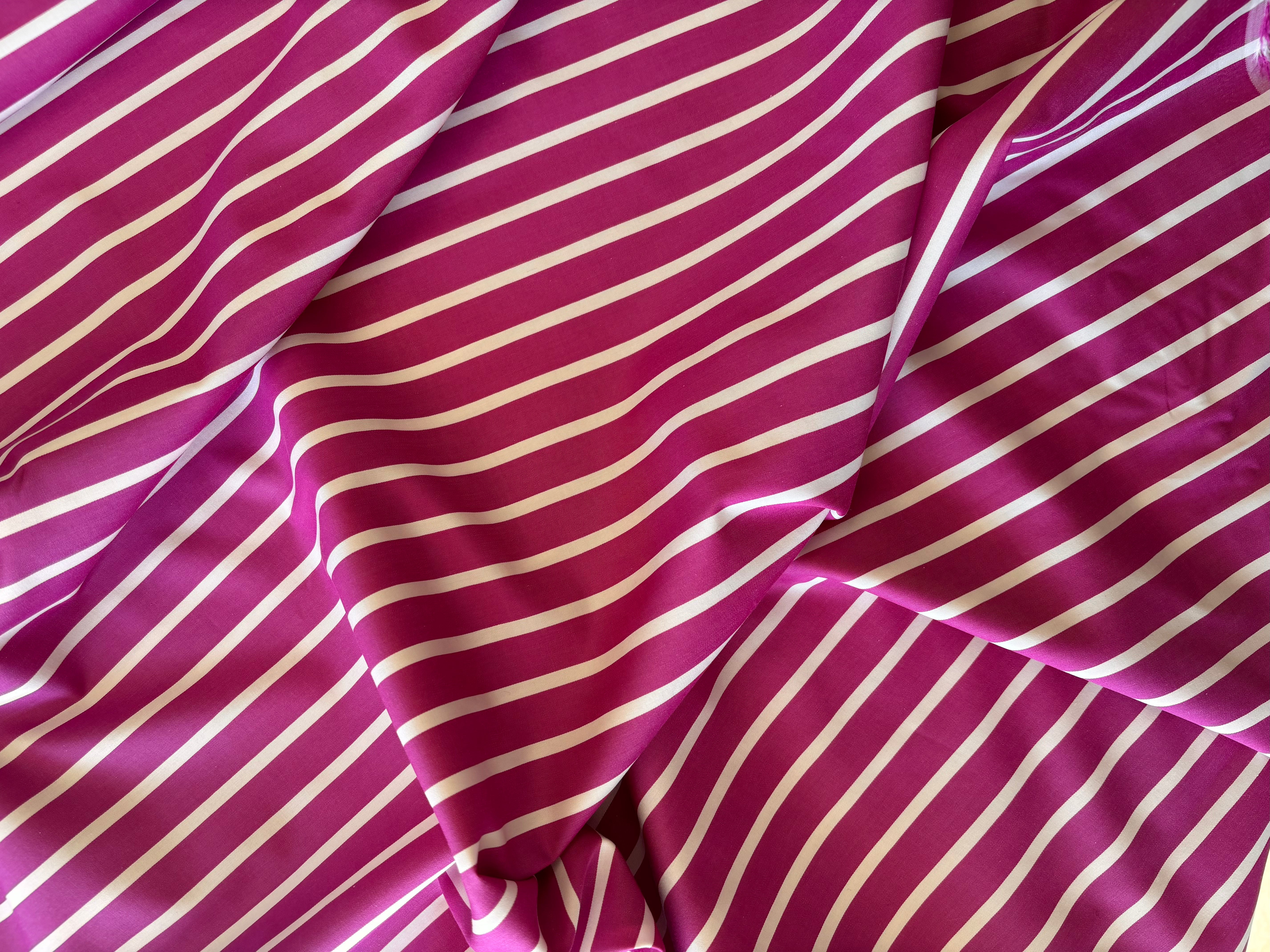Deadstock Paul Smith 100% Cotton Shirting - Magenta with White Stripe