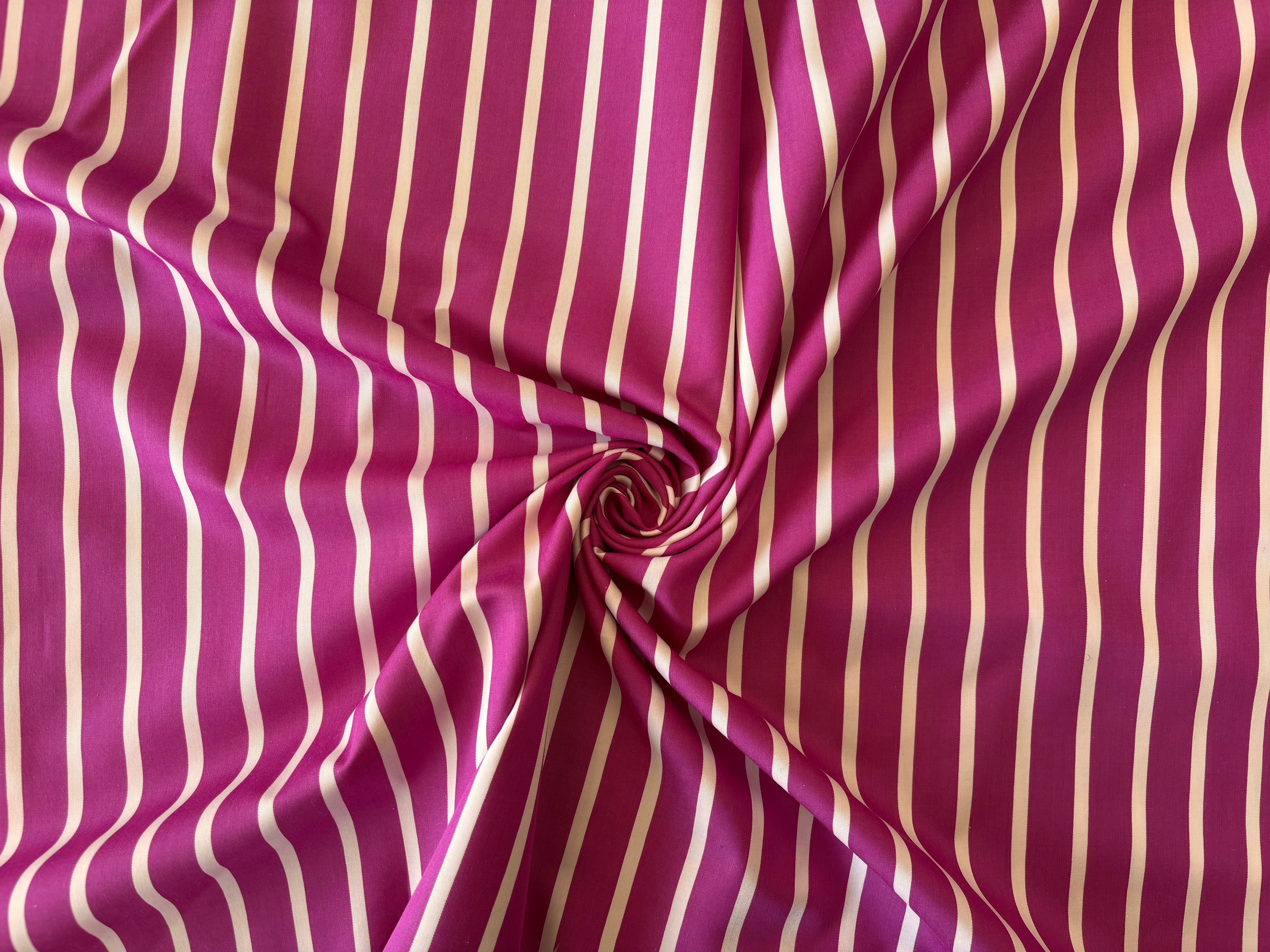 Deadstock Paul Smith 100% Cotton Shirting - Magenta with White Stripe