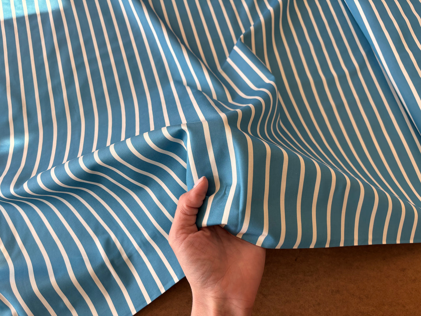 Deadstock Paul Smith 100% Cotton Shirting - Peacock with White Stripe