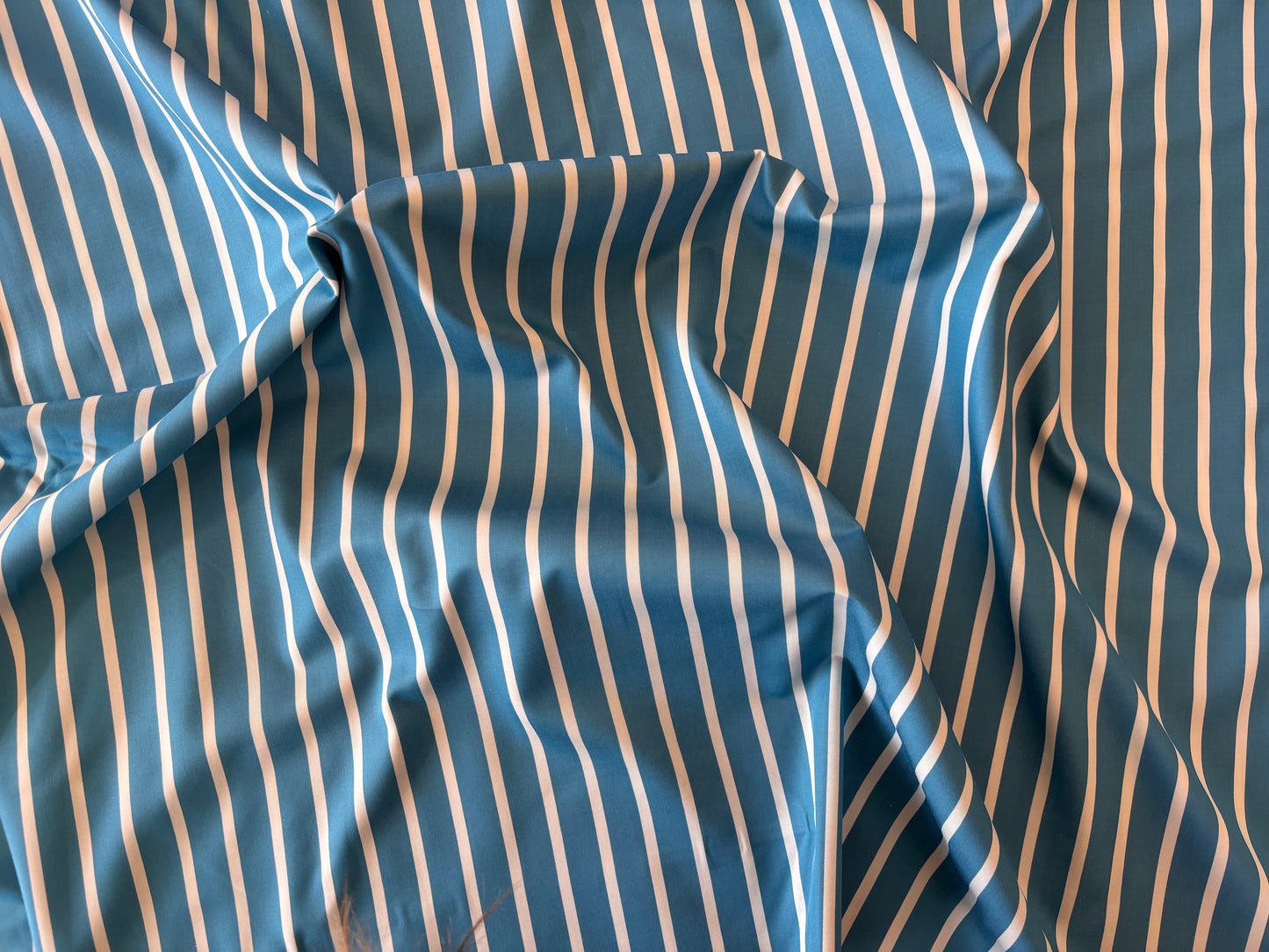 Deadstock Paul Smith 100% Cotton Shirting - Peacock with White Stripe
