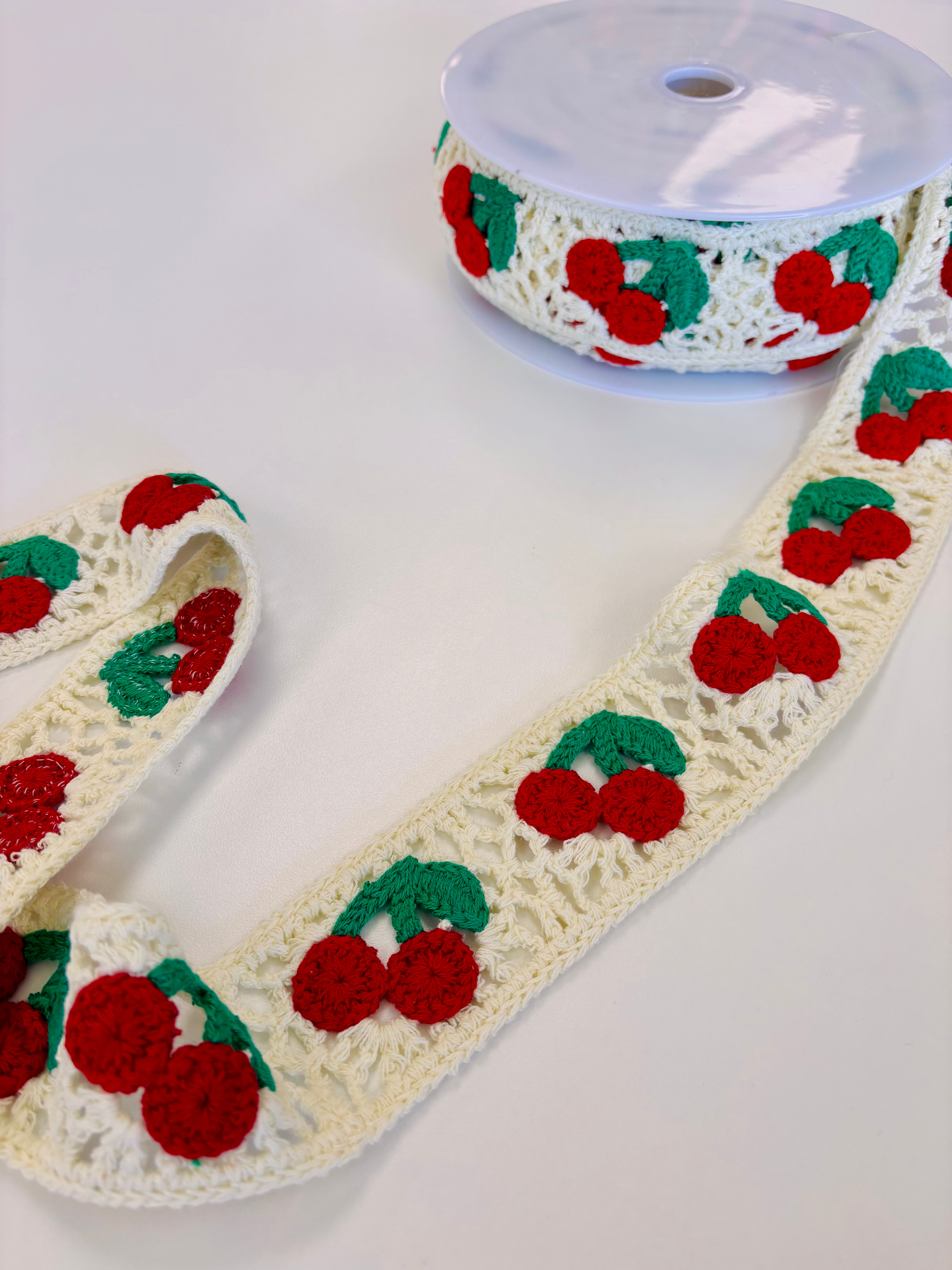 Crochet Trim - Cherries (by the yard)
