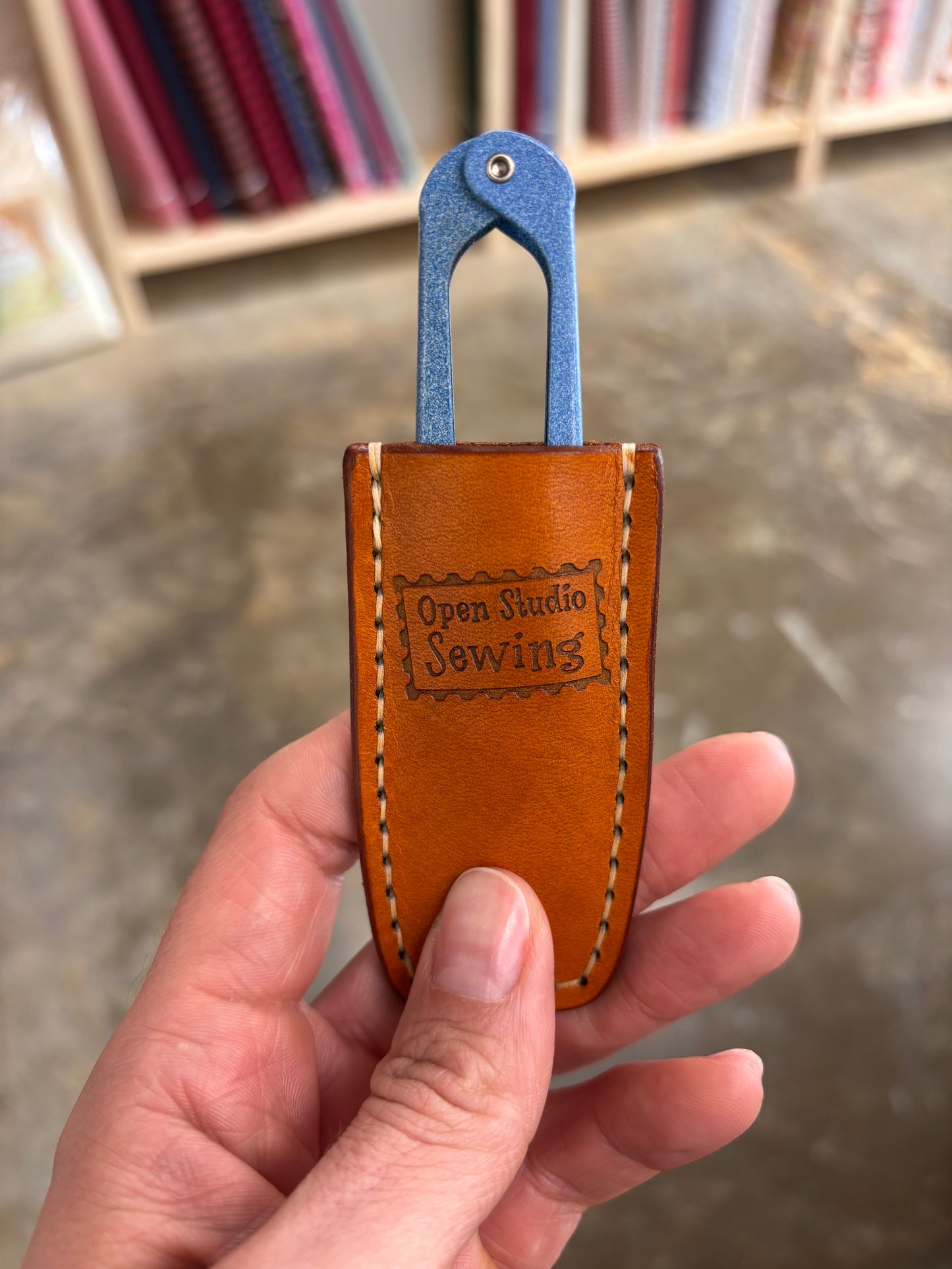 Open Studio Sewing Branded Leather Sheath with Snips