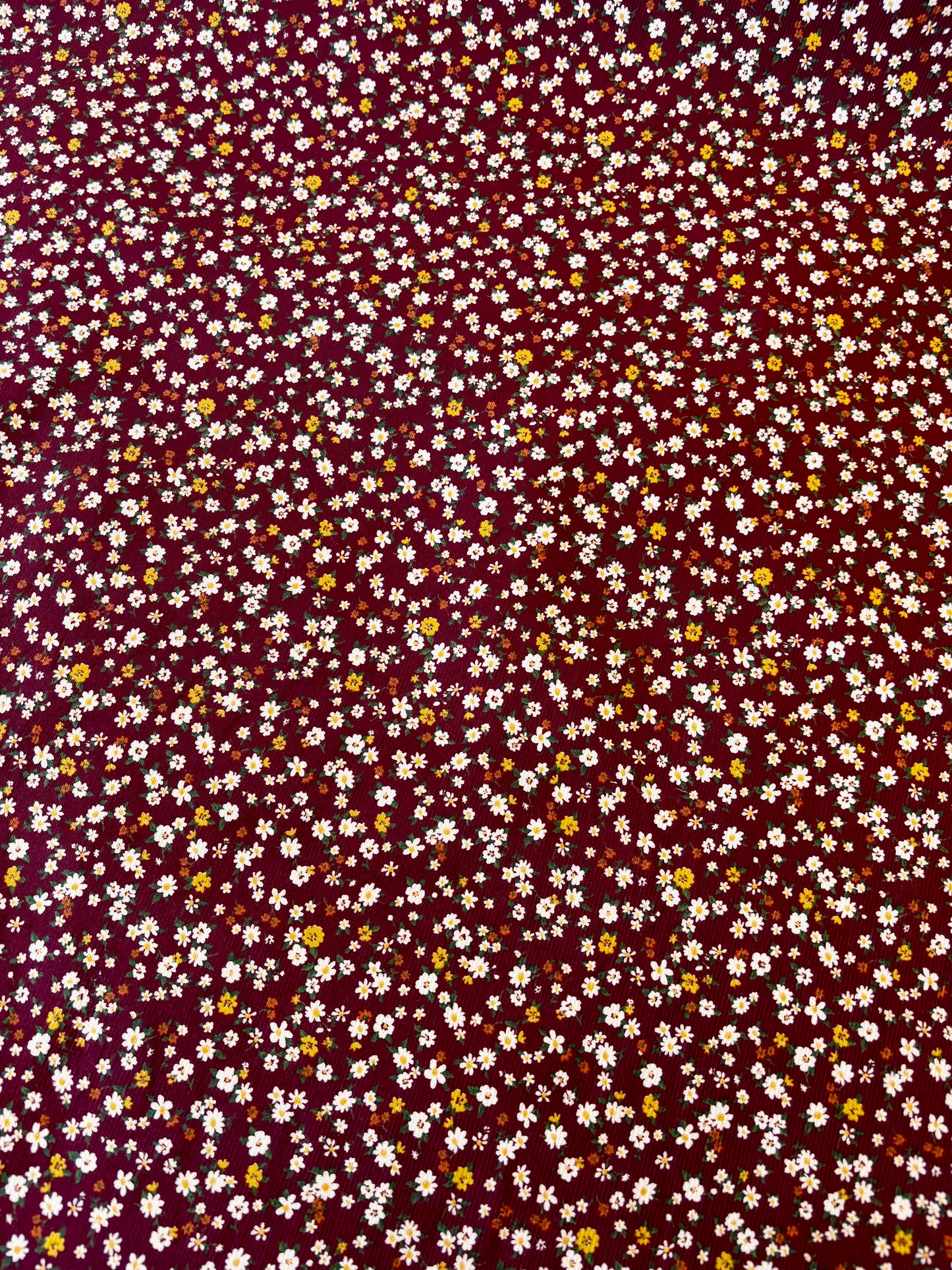 Kokka - Ditsy Floral Corduroy (Deep Red)