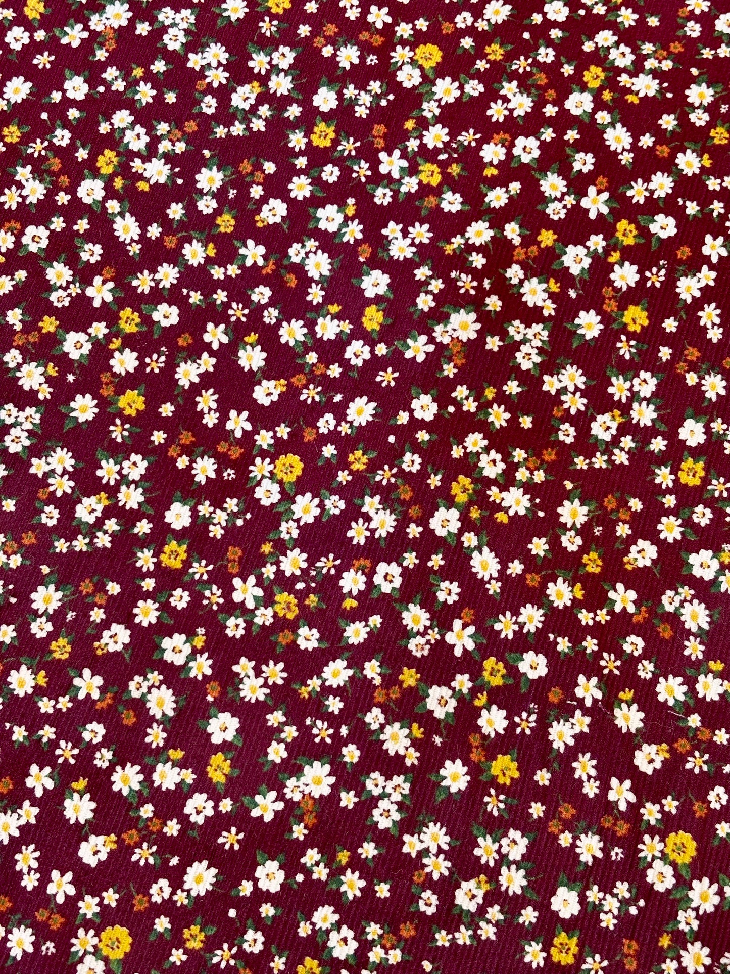 Kokka - Ditsy Floral Corduroy (Deep Red)