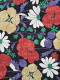 Kokka - Retro Blooms Cotton Barkcloth (Black)