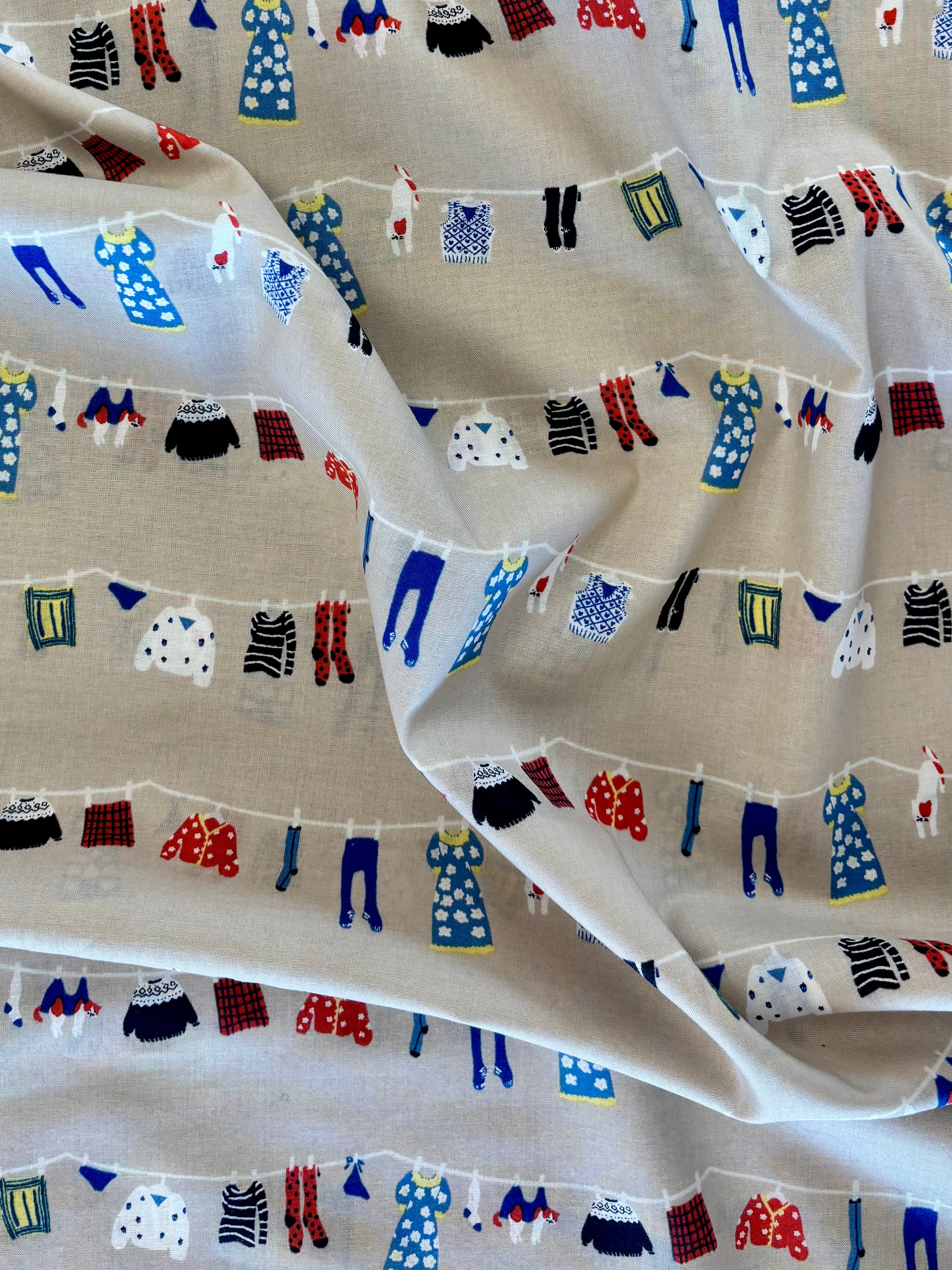Hokkoh - Cats on a Laundry Line Cotton Lawn