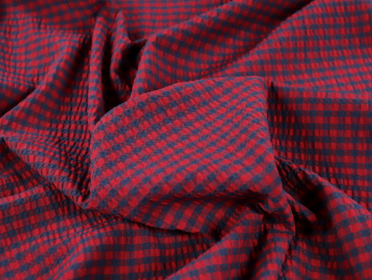 Gingham Seersucker - Red & Navy