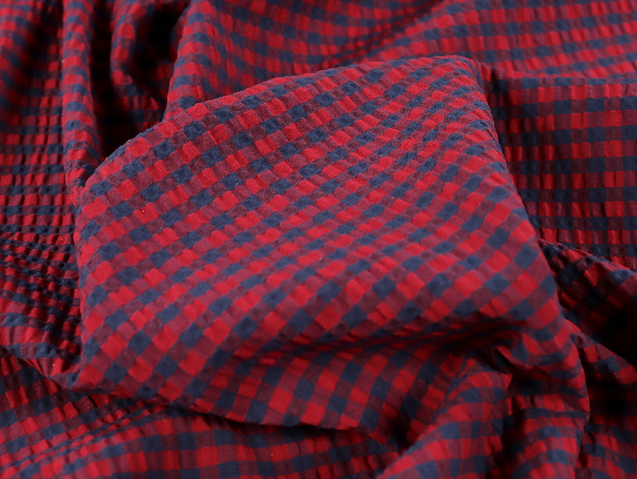 Gingham Seersucker - Red & Navy