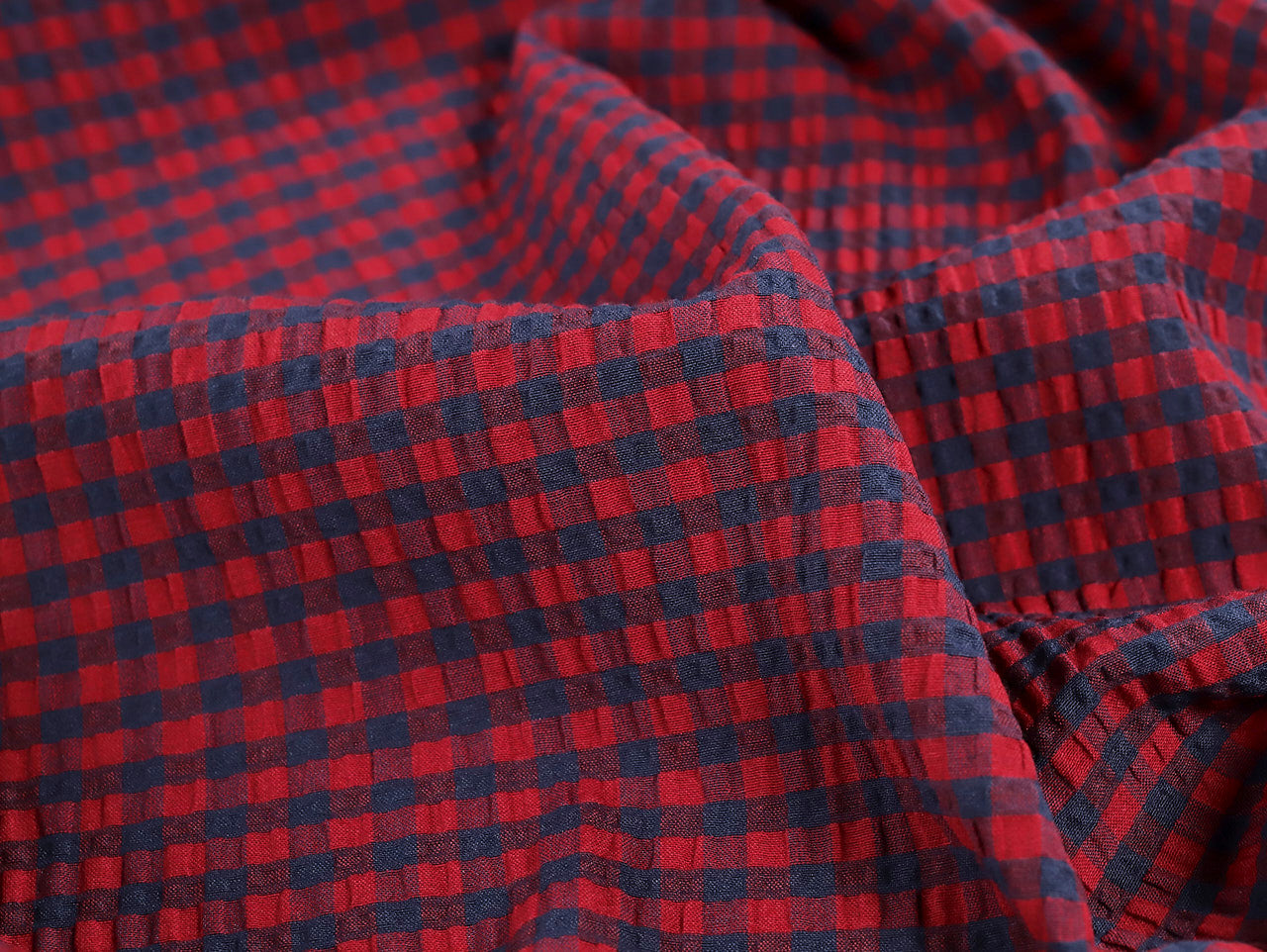 Gingham Seersucker - Red & Navy