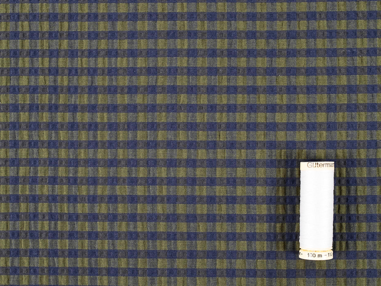 Gingham Seersucker - Green & Navy