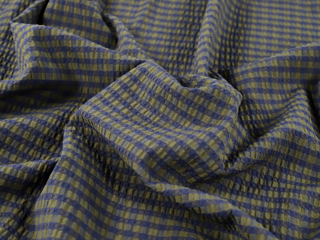 Gingham Seersucker - Green & Navy