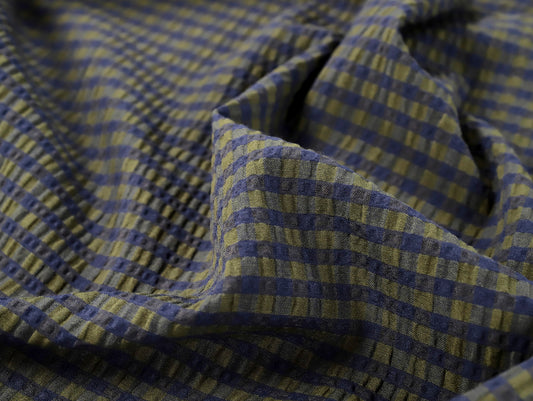 Gingham Seersucker - Green & Navy