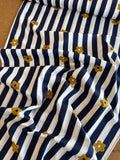 Indian Block Print - Navy Floral Stripe
