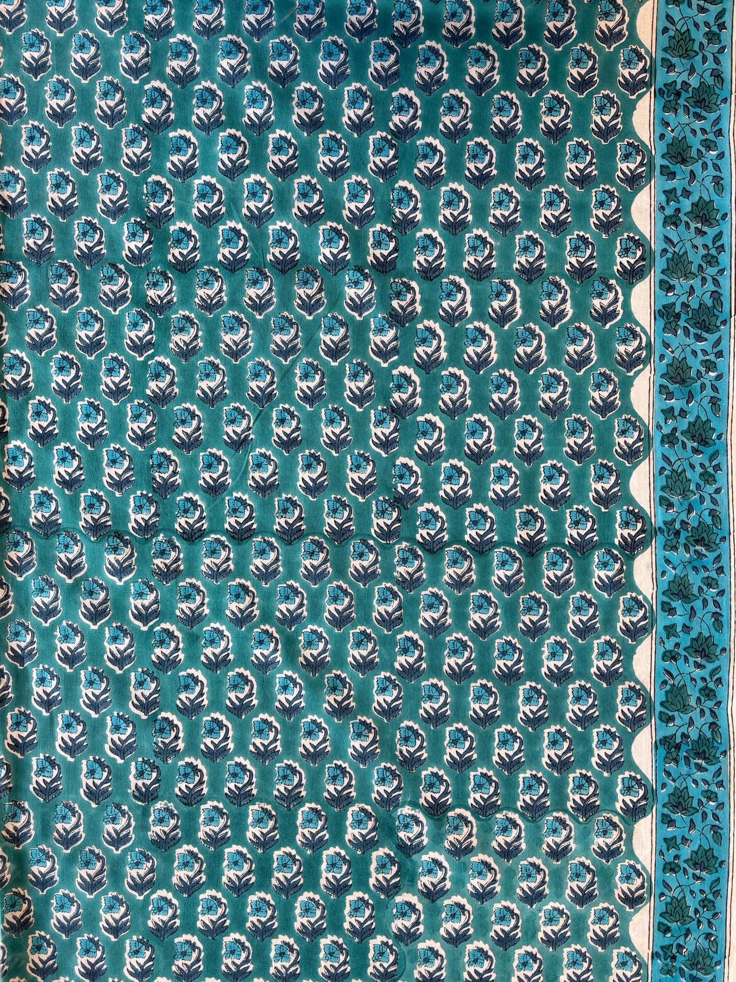 Indian Block Print - Blue Border Print