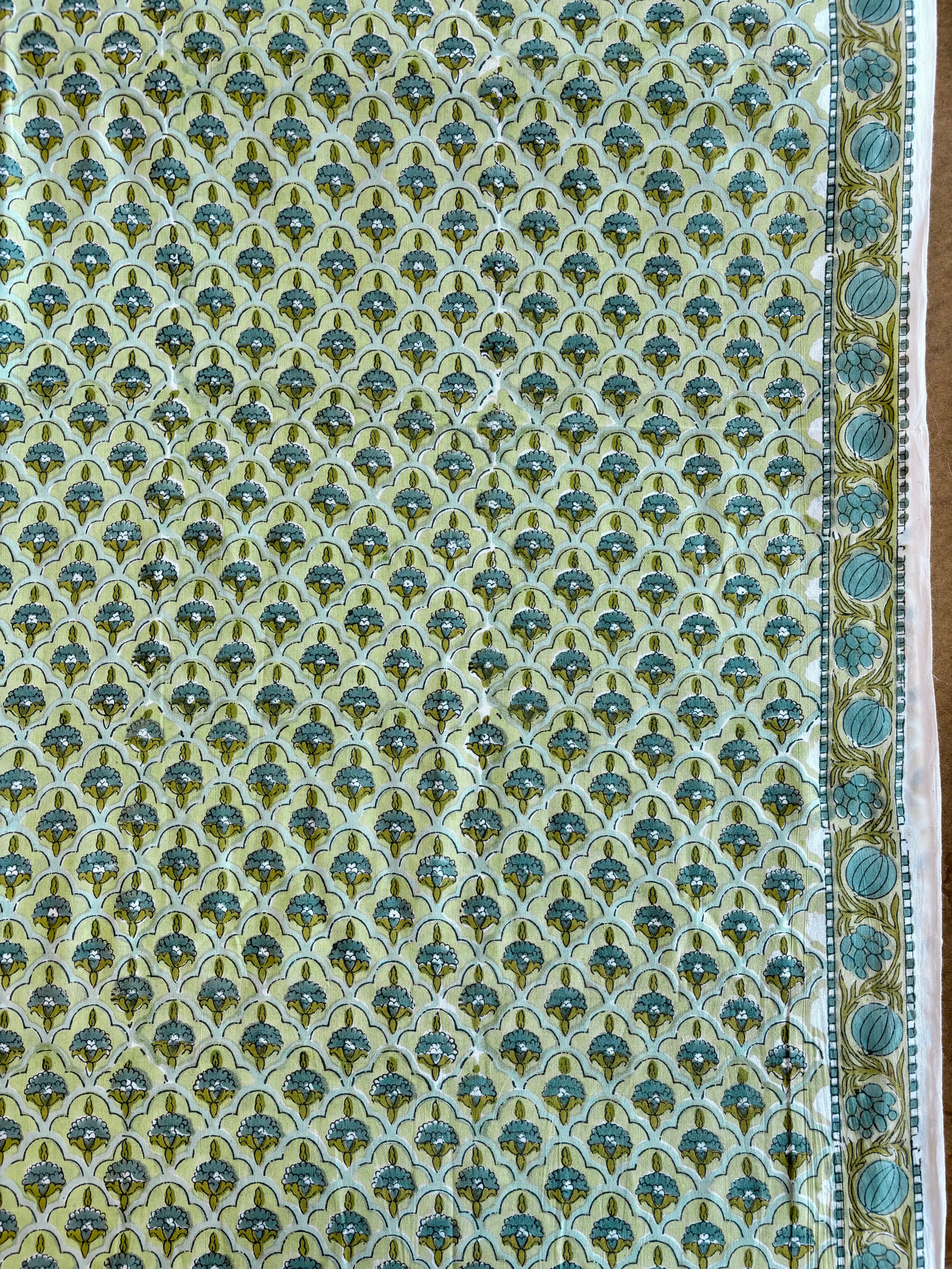 Indian Block Print - Green Border Print